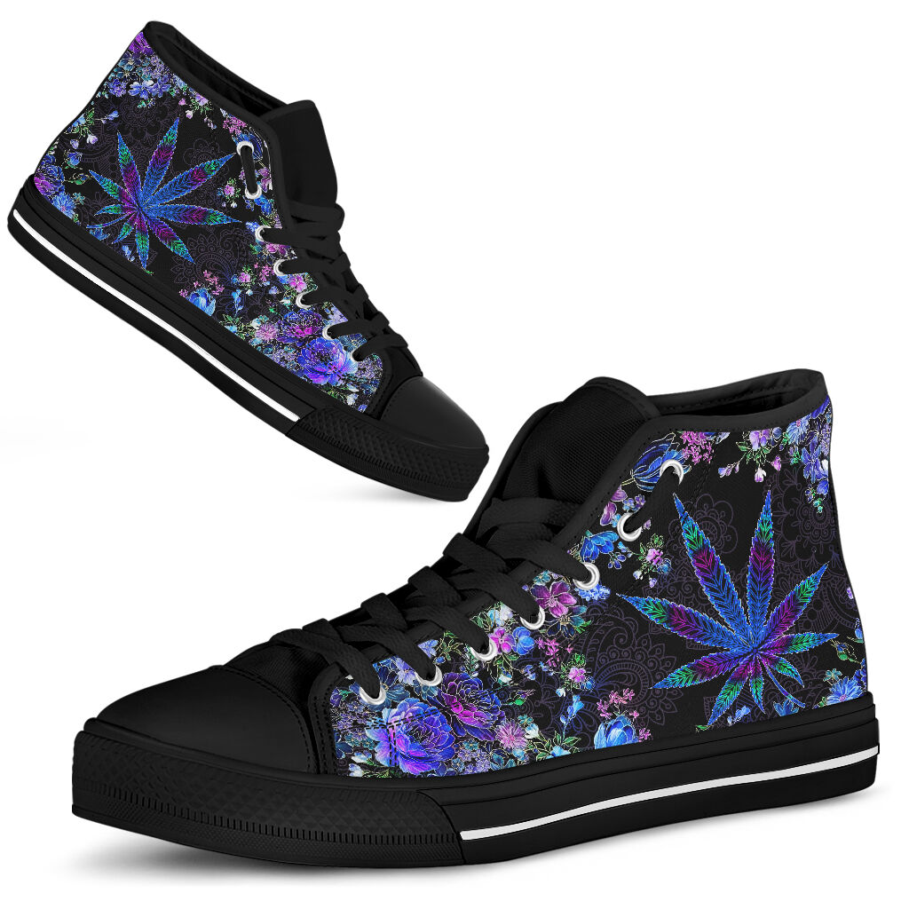 JWFancy Floral Pattern - Weed High Top Canvas Sneakers Shoes For Men And Women