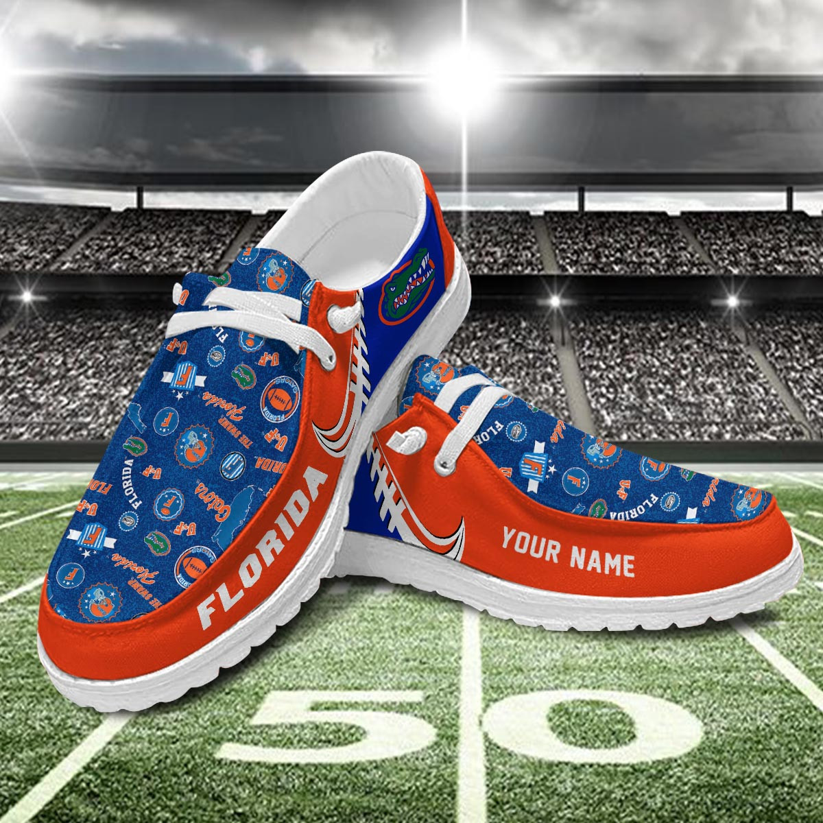 JWFancy Florida Gators Hey Dude Shoes Wally Men's Lace Up Loafers Comfortable For Men And Women