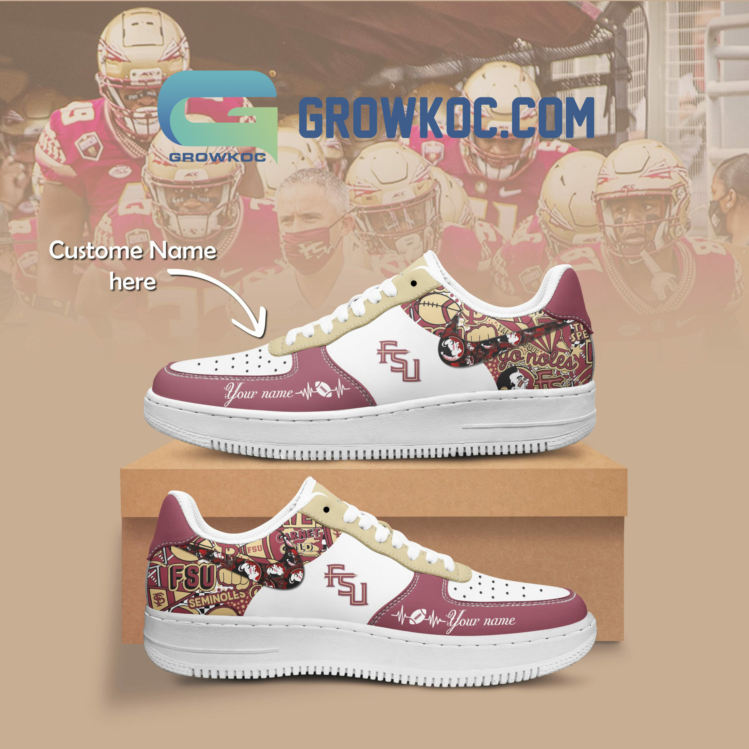 JWFancy Florida State Seminoles Air Low-Top Sneakers Shoes For Men And Women
