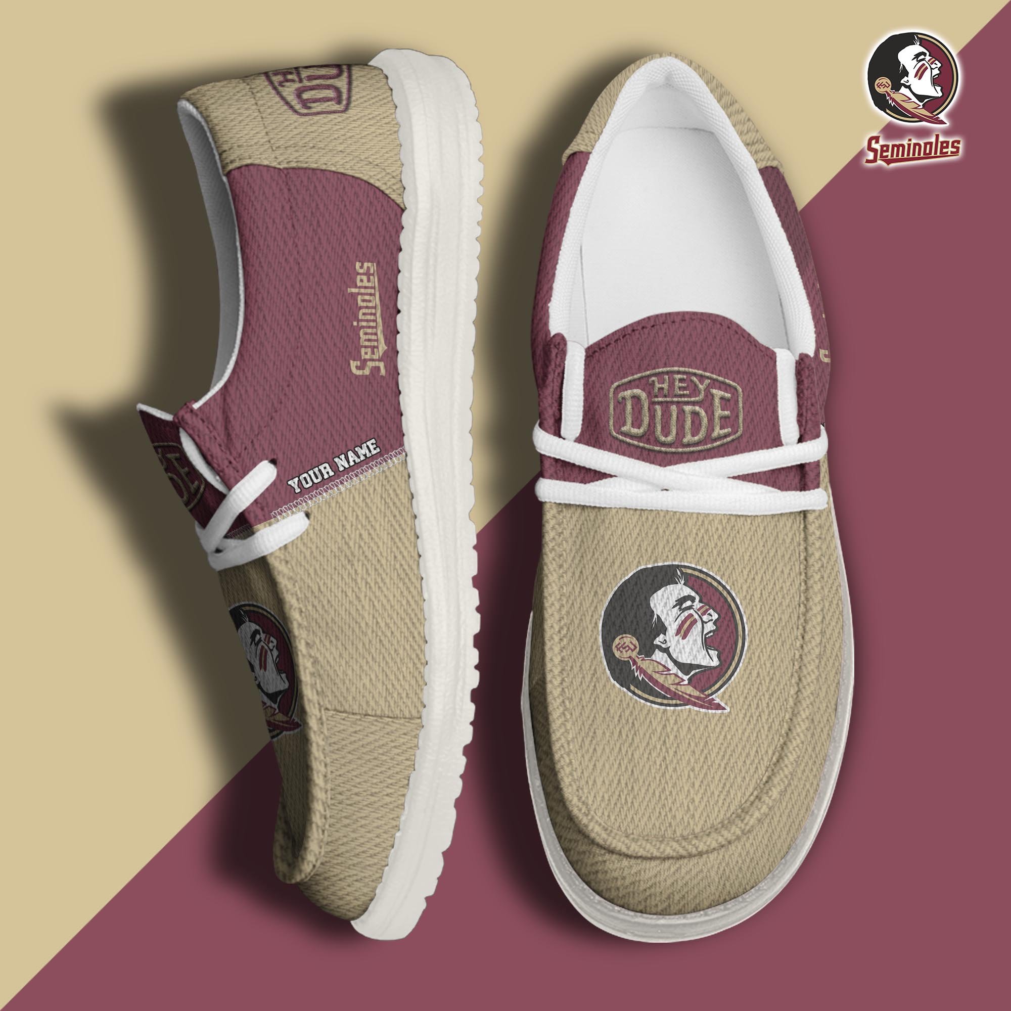 JWFancy Florida State Seminoles Hey Dude Shoes Wally Men's Lace Up Loafers Comfortable For Men And Women