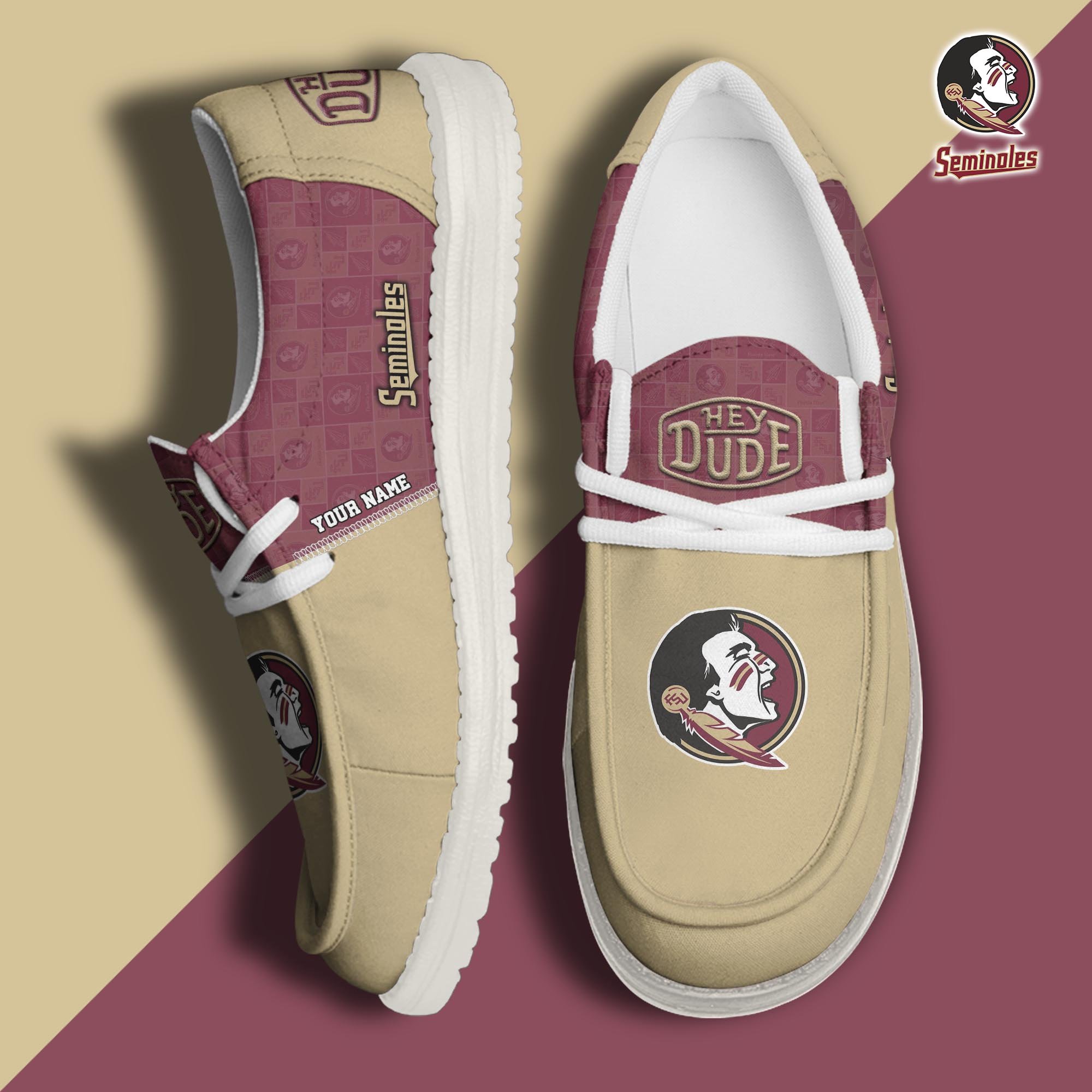 JWFancy Florida State Seminoles Hey Dude Shoes Wally Men's Lace Up Loafers Comfortable For Men And Women