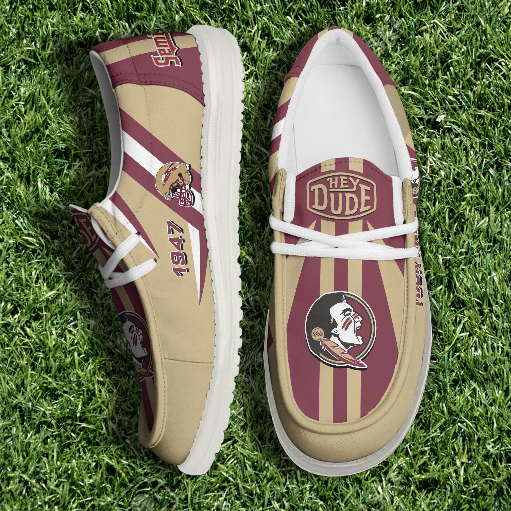 JWFancy Florida State Seminoles Hey Dude Shoes Wally Men's Lace Up Loafers Comfortable For Men And Women