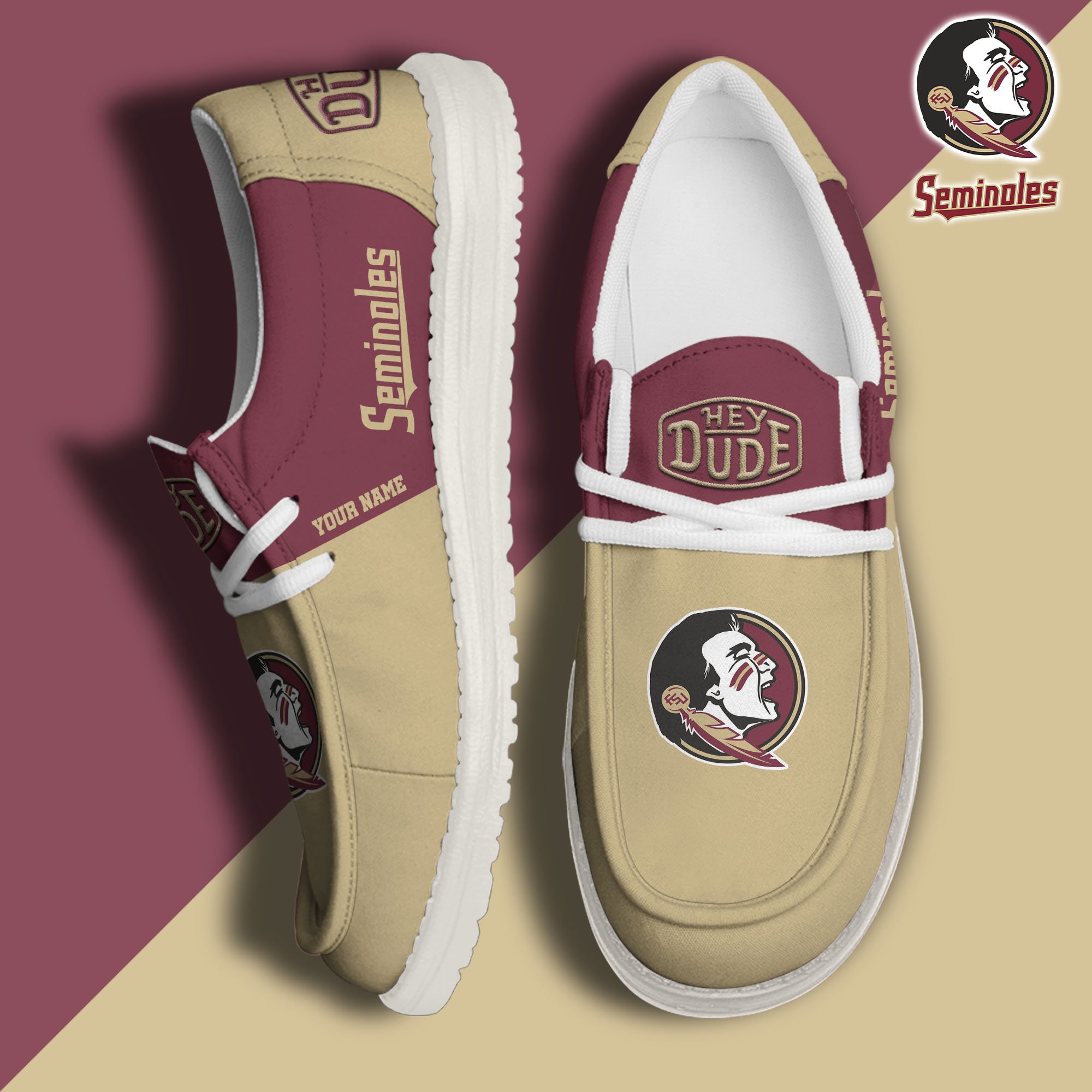 JWFancy Florida State Seminoles Hey Dude Shoes Wally Men's Lace Up Loafers Comfortable For Men And Women