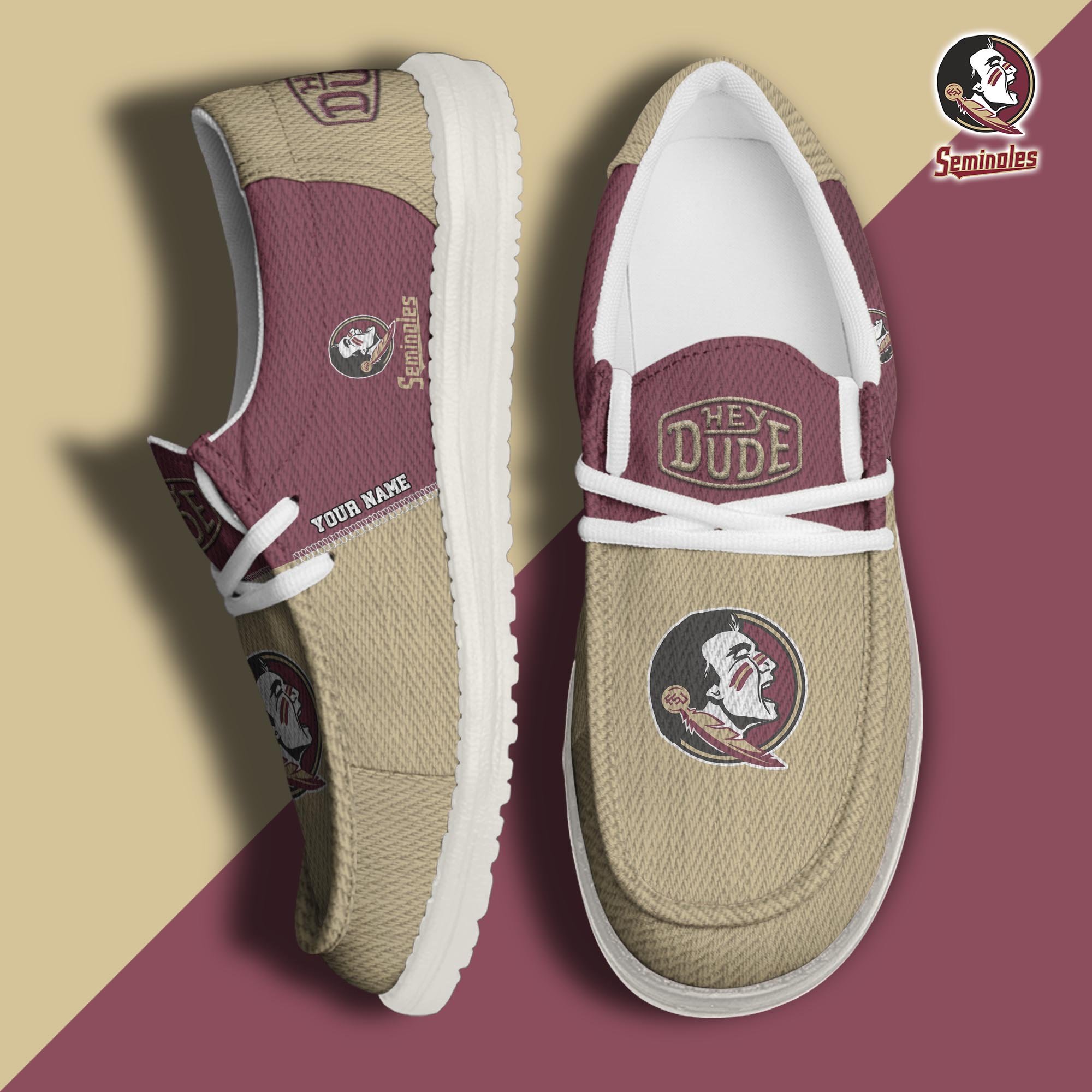 JWFancy Florida State Seminoles Hey Dude Shoes Wally Men's Lace Up Loafers Comfortable For Men And Women