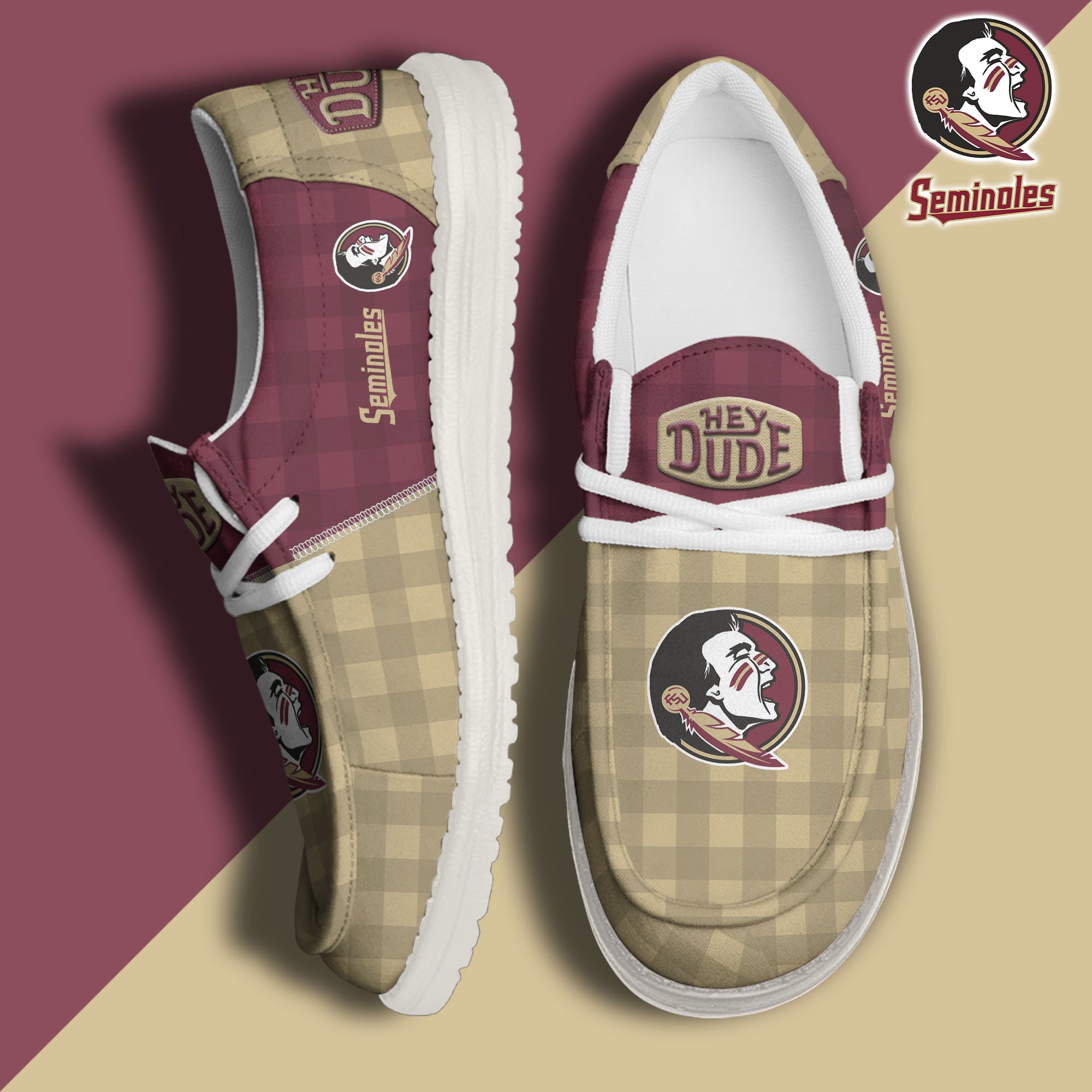 JWFancy Florida State Seminoles Hey Dude Shoes Wally Men's Lace Up Loafers Comfortable For Men And Women