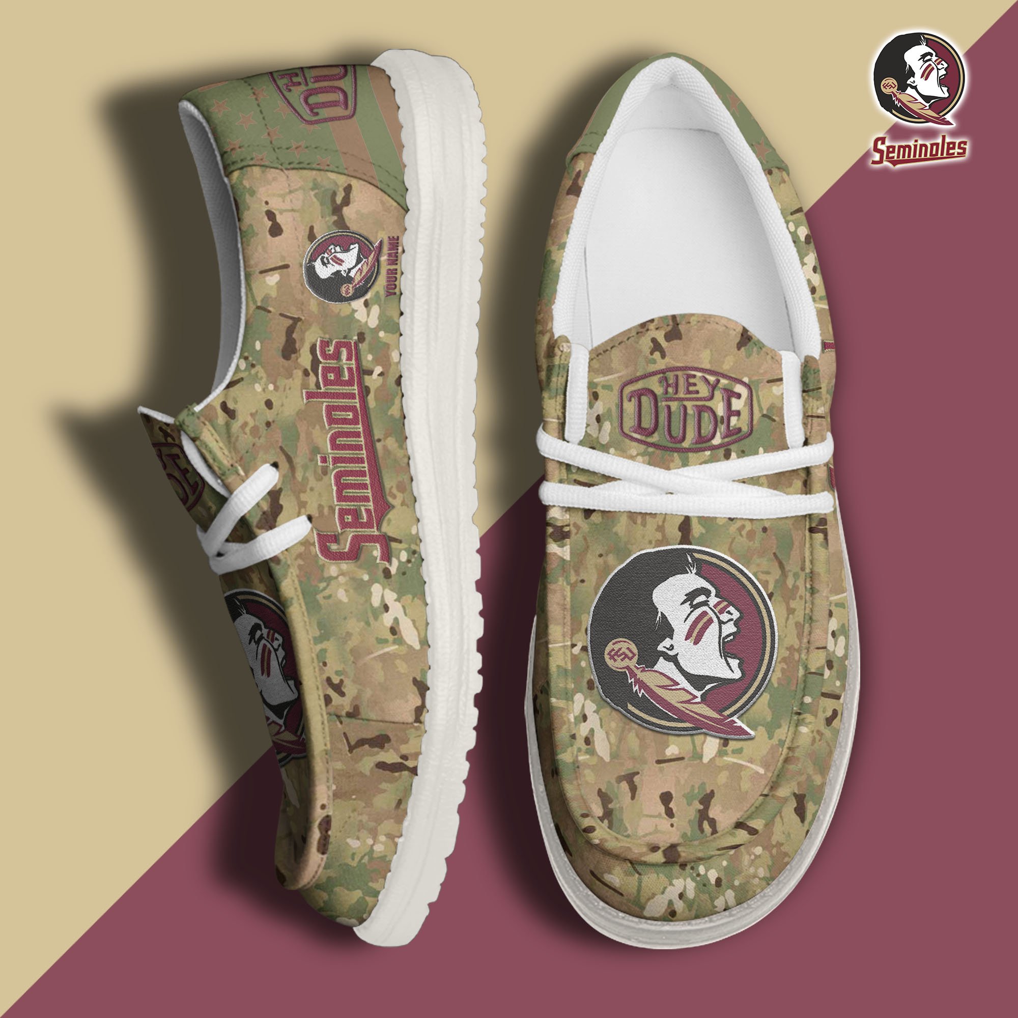 JWFancy Florida State Seminoles Hey Dude Shoes Wally Men's Lace Up Loafers Comfortable For Men And Women