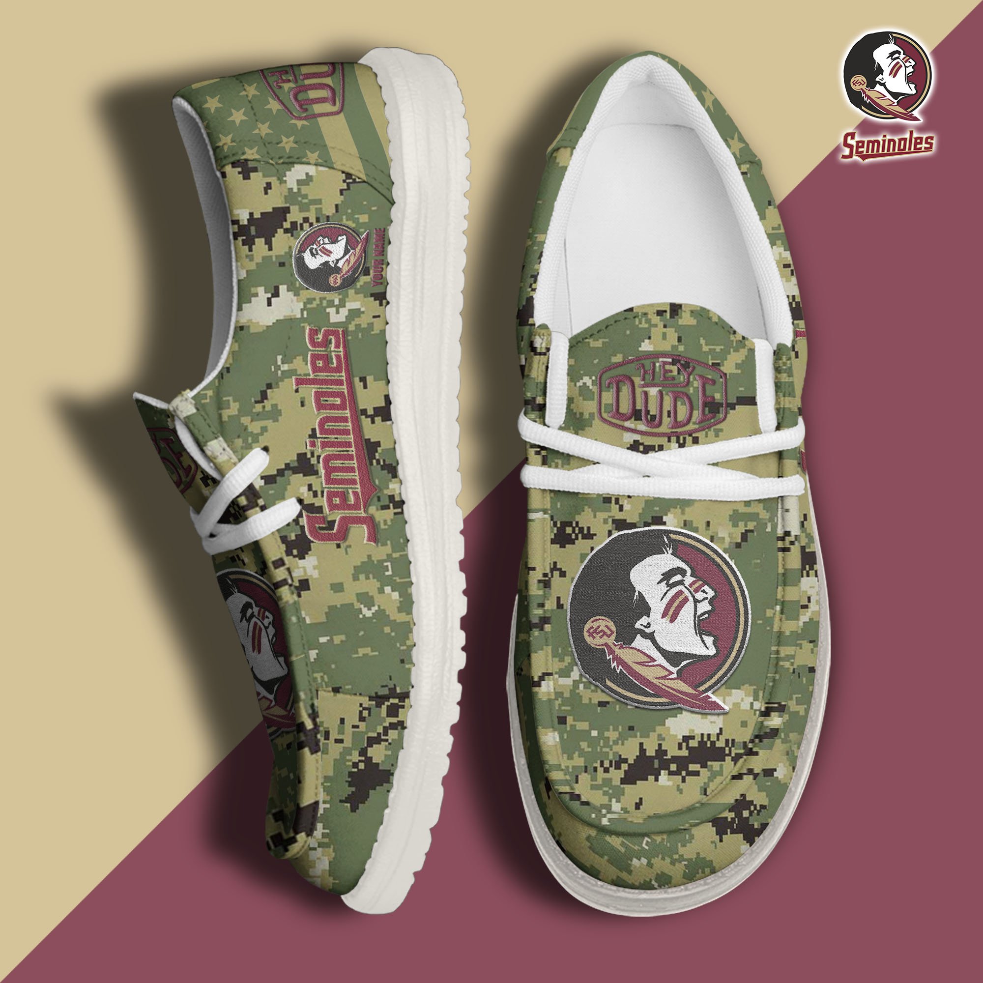 JWFancy Florida State Seminoles Hey Dude Shoes Wally Men's Lace Up Loafers Comfortable For Men And Women