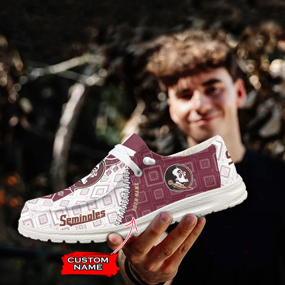 JWFancy Florida State Seminoles Hey Dude Shoes Wally Men's Lace Up Loafers Comfortable For Men And Women