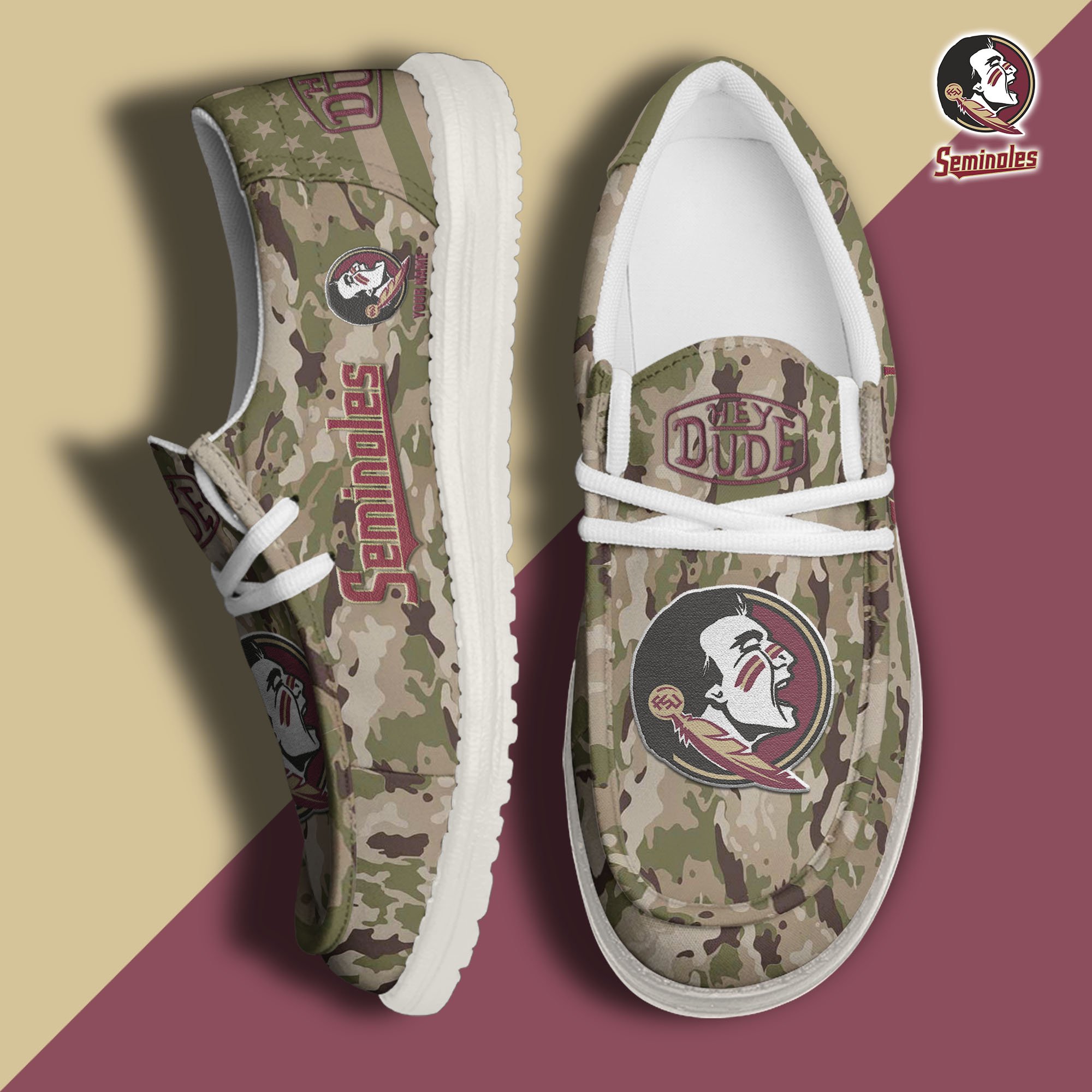 JWFancy Florida State Seminoles Hey Dude Shoes Wally Men's Lace Up Loafers Comfortable For Men And Women