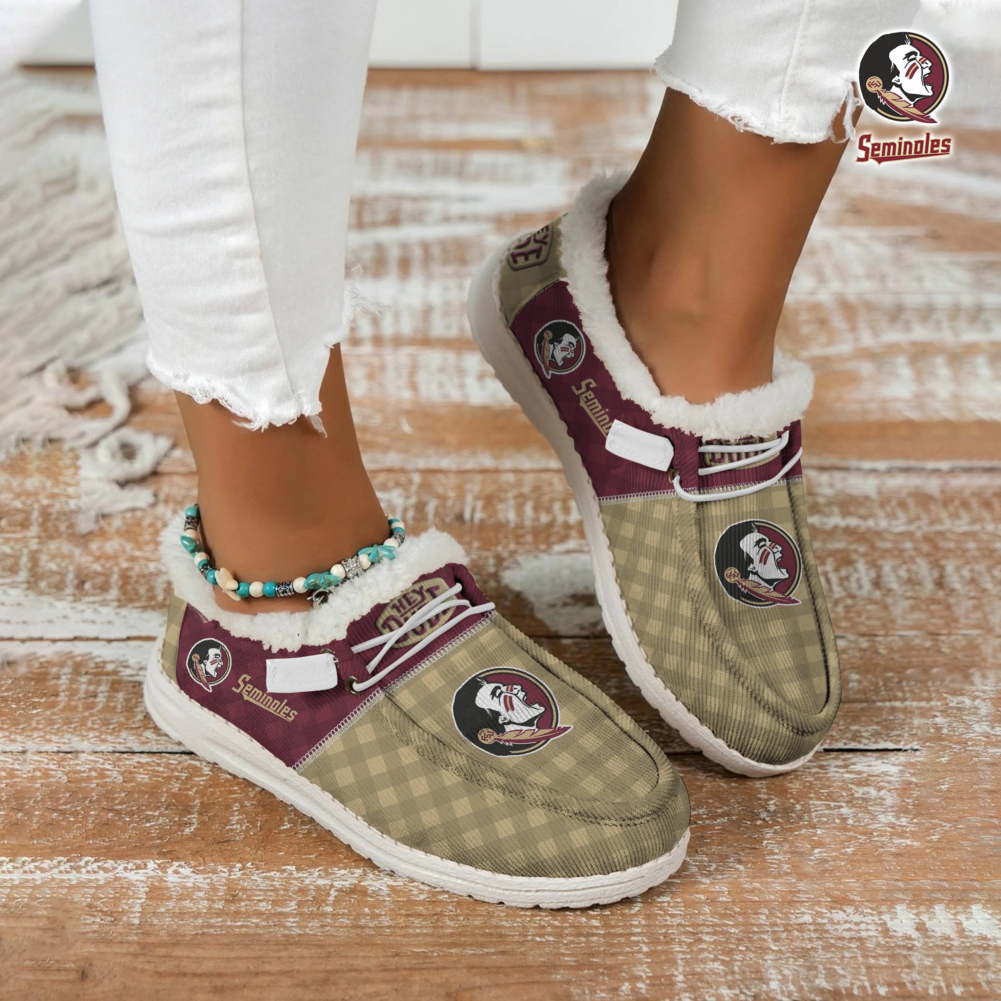 JWFancy Florida State Seminoles Hey Dude Shoes Wally Men's Lace Up Loafers Comfortable For Men And Women