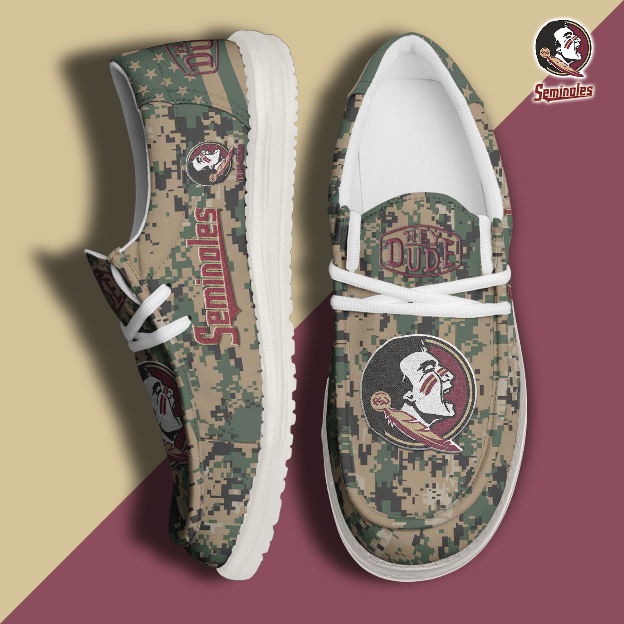 JWFancy Florida State Seminoles Hey Dude Shoes Wally Men's Lace Up Loafers Comfortable For Men And Women
