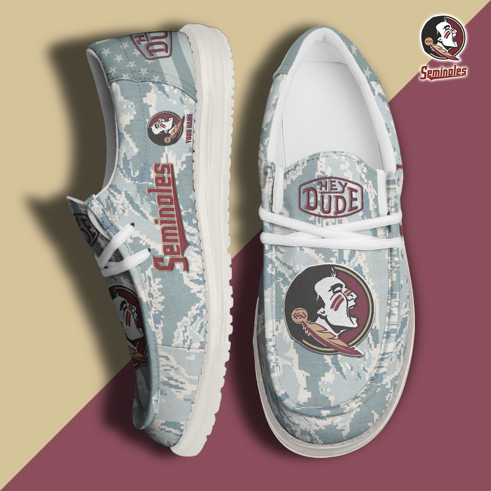JWFancy Florida State Seminoles Hey Dude Shoes Wally Men's Lace Up Loafers Comfortable For Men And Women