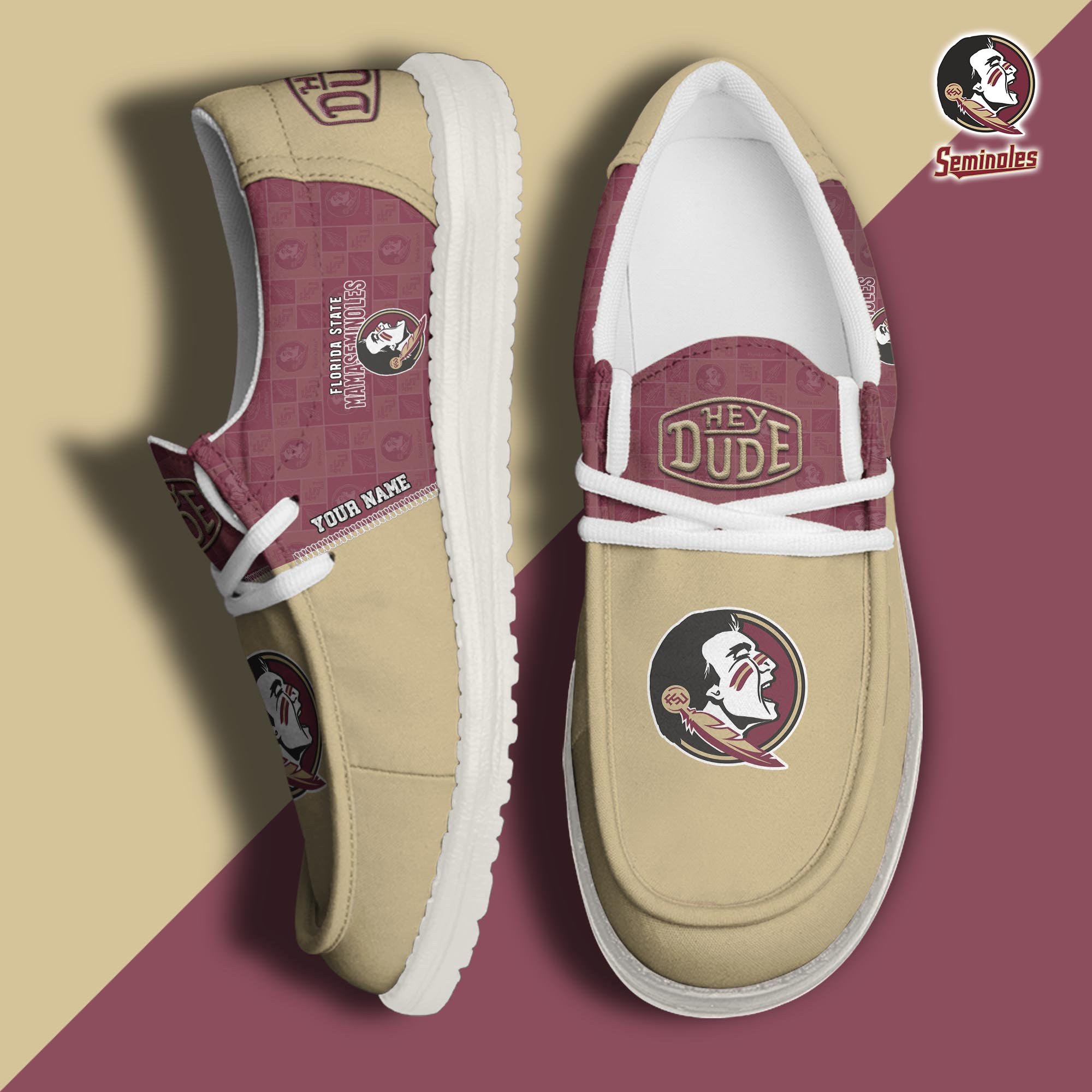 JWFancy Florida State Seminoles Hey Dude Shoes Wally Men's Lace Up Loafers Comfortable For Men And Women