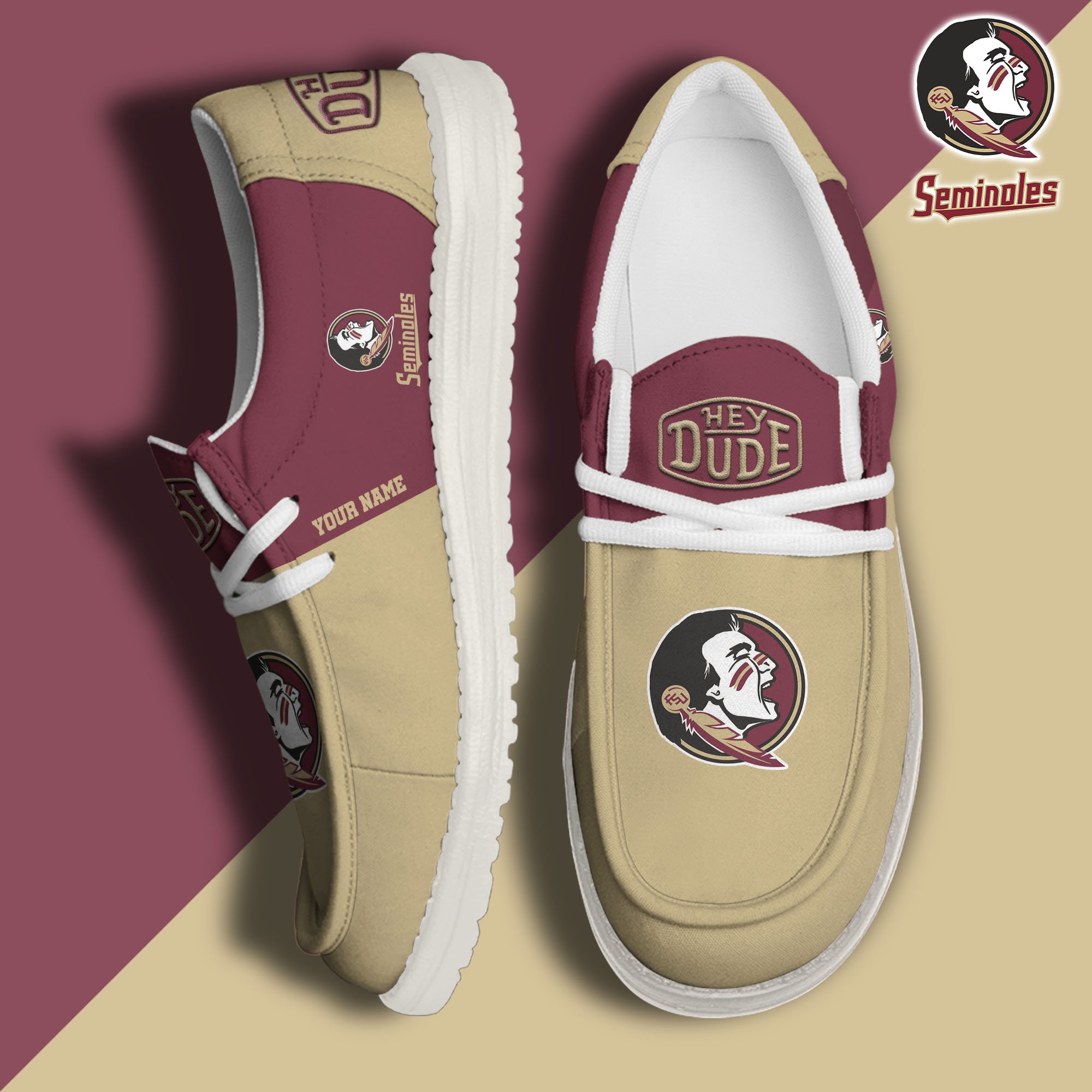 JWFancy Florida State Seminoles Hey Dude Shoes Wally Men's Lace Up Loafers Comfortable For Men And Women