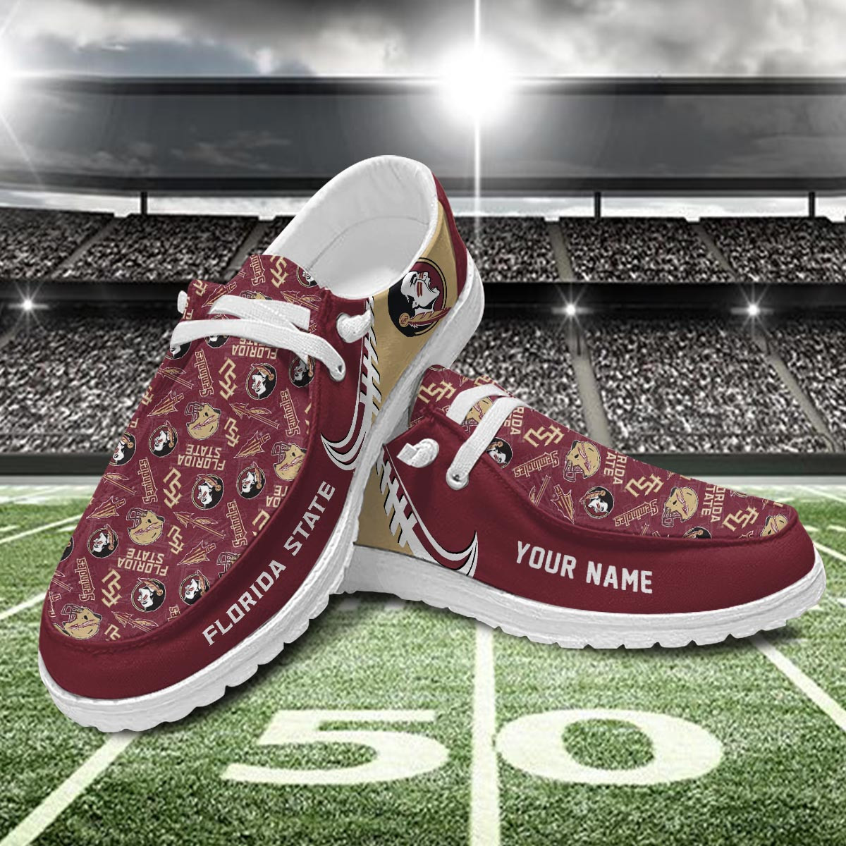 JWFancy Florida State Seminoles Hey Dude Shoes Wally Men's Lace Up Loafers Comfortable For Men And Women