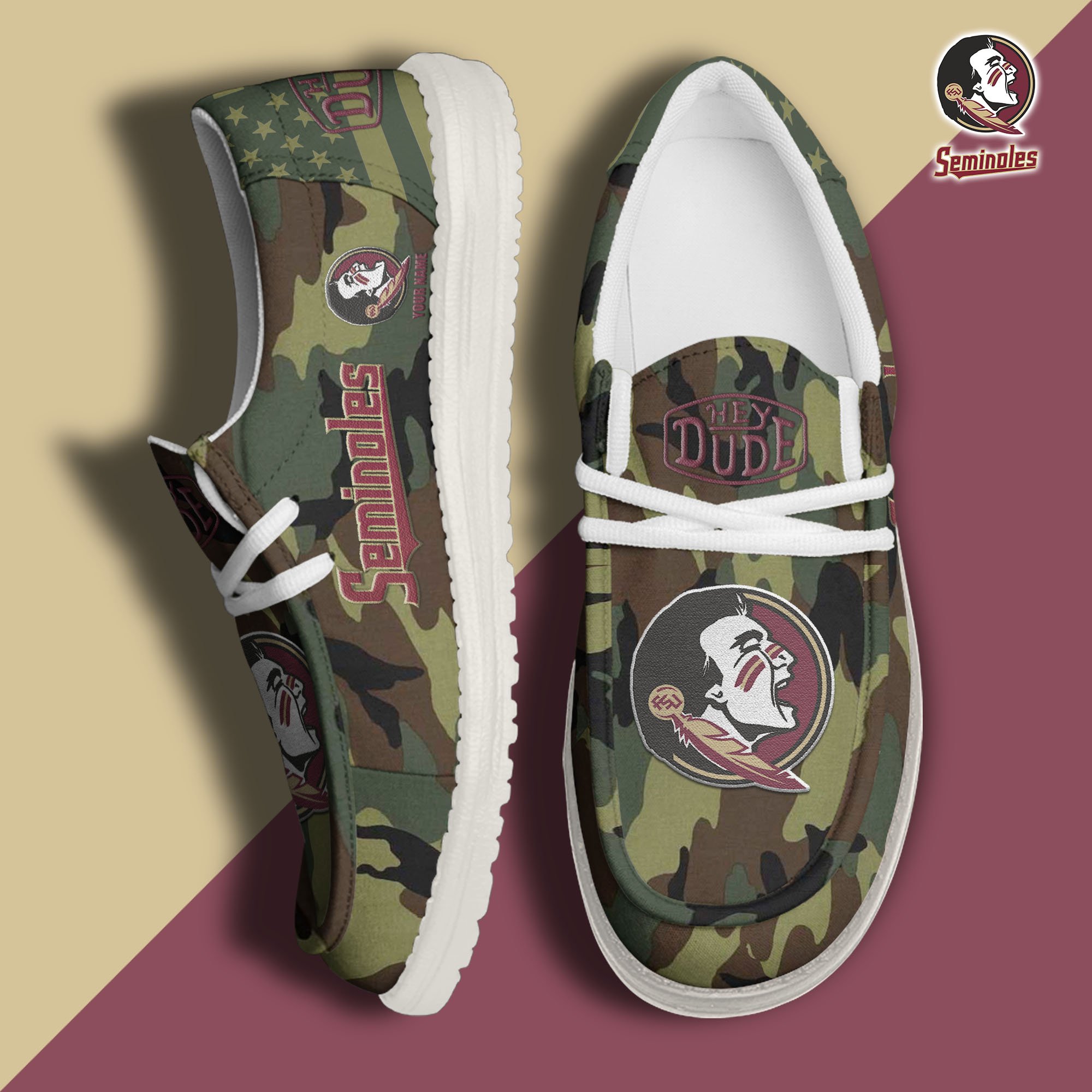 JWFancy Florida State Seminoles Hey Dude Shoes Wally Men's Lace Up Loafers Comfortable For Men And Women