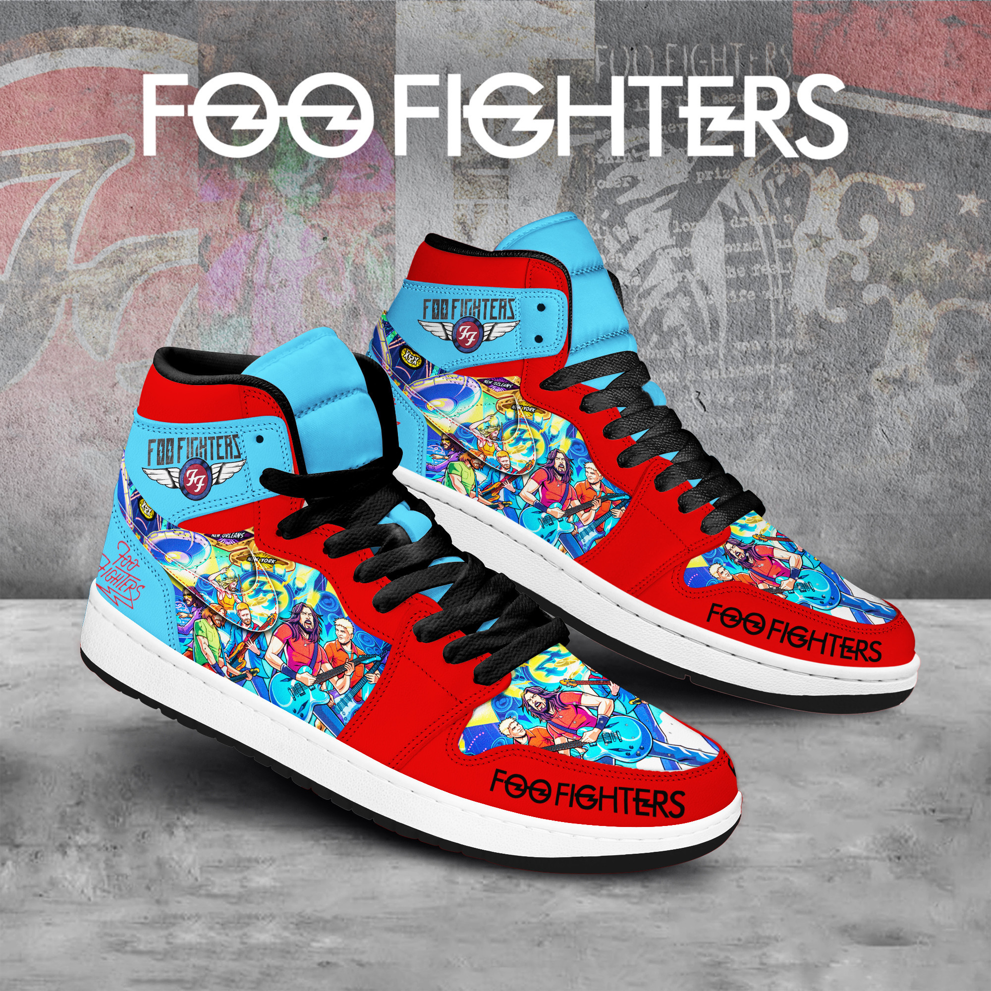 JWFancy Foo Fighters AJ1 High Sneakers Shoes For Men And Women