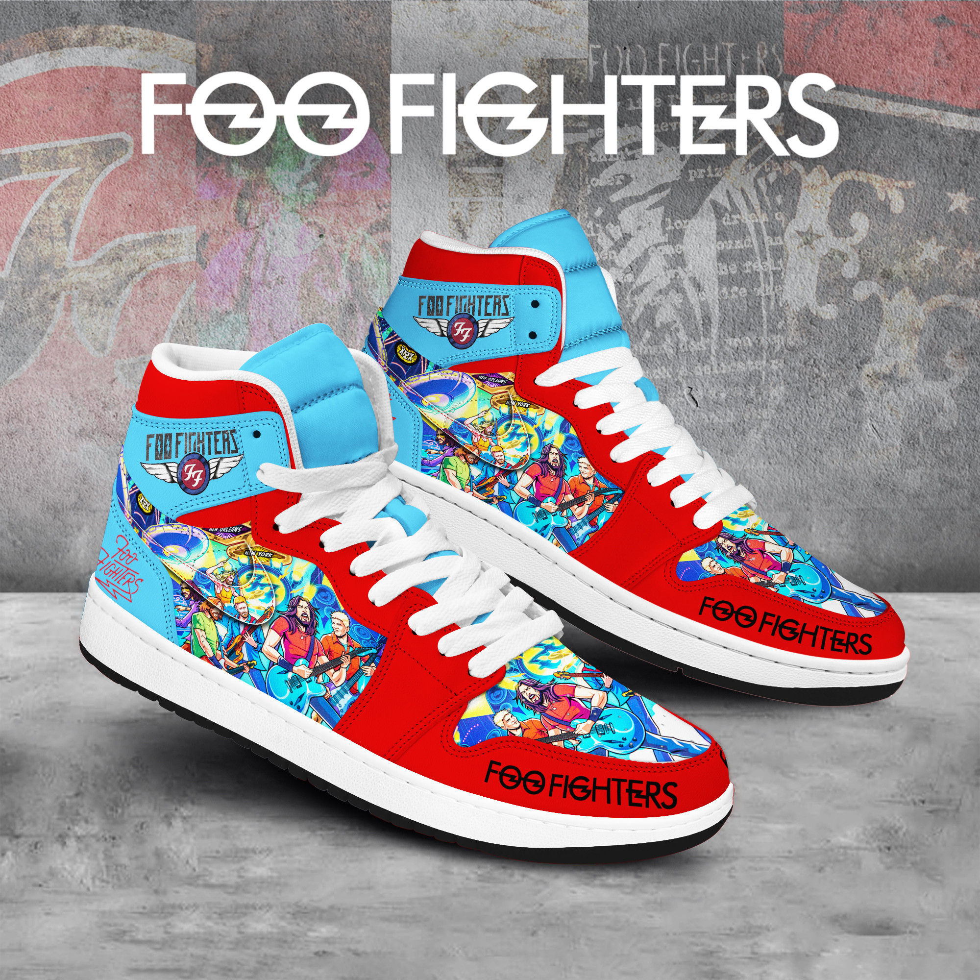 JWFancy Foo Fighters AJ1 High Sneakers Shoes For Men And Women