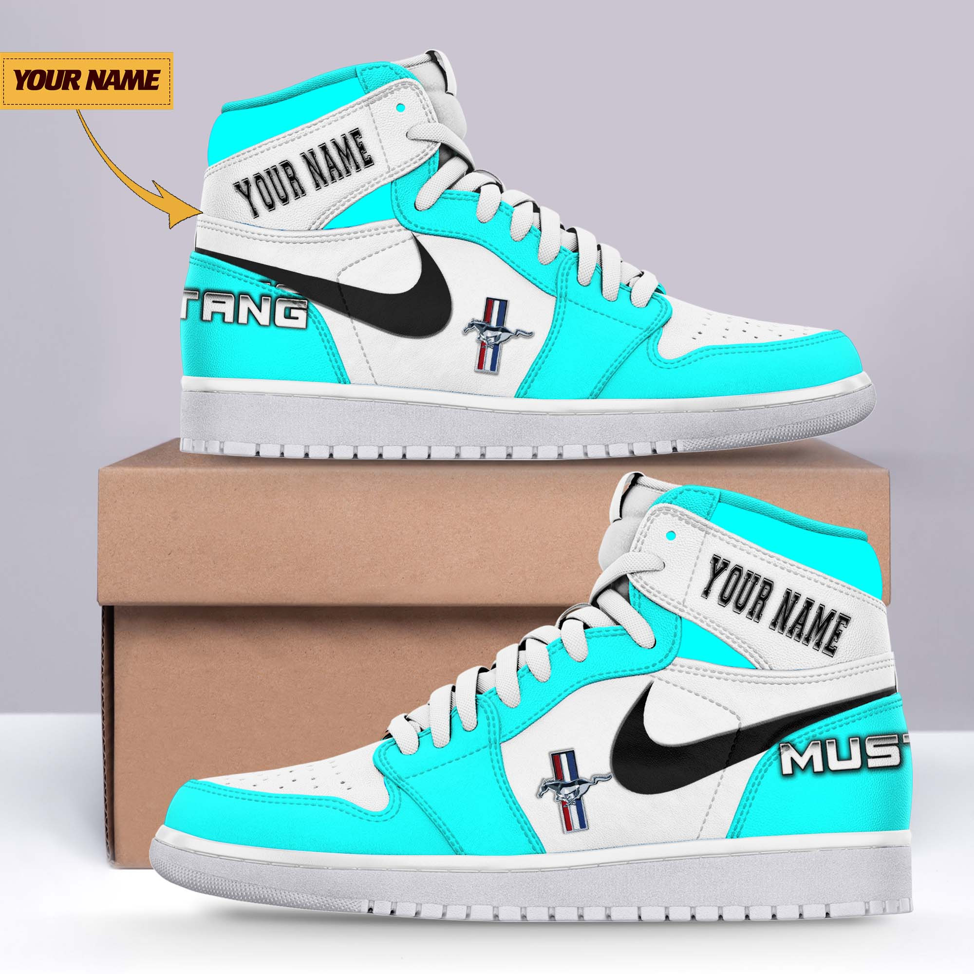 JWFancy Ford-Mustang AJ1 High Sneakers Shoes For Men And Women