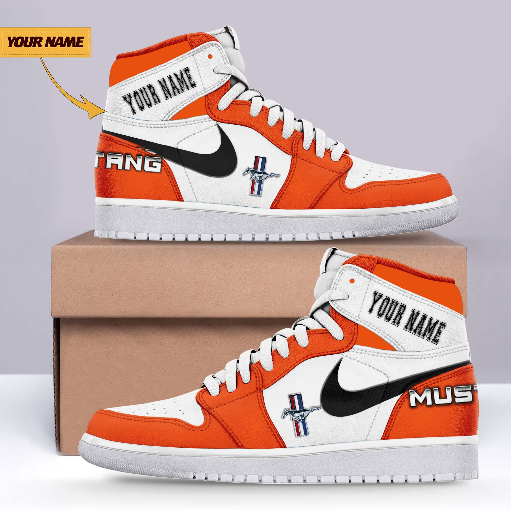 JWFancy Ford-Mustang AJ1 High Sneakers Shoes For Men And Women