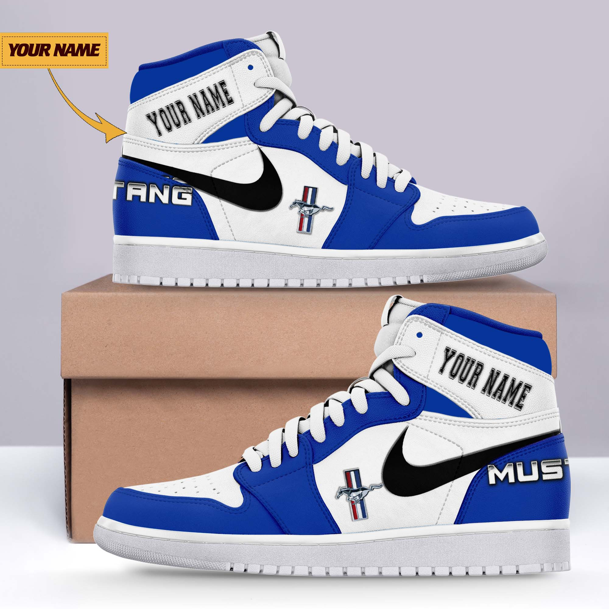 JWFancy Ford-Mustang AJ1 High Sneakers Shoes For Men And Women