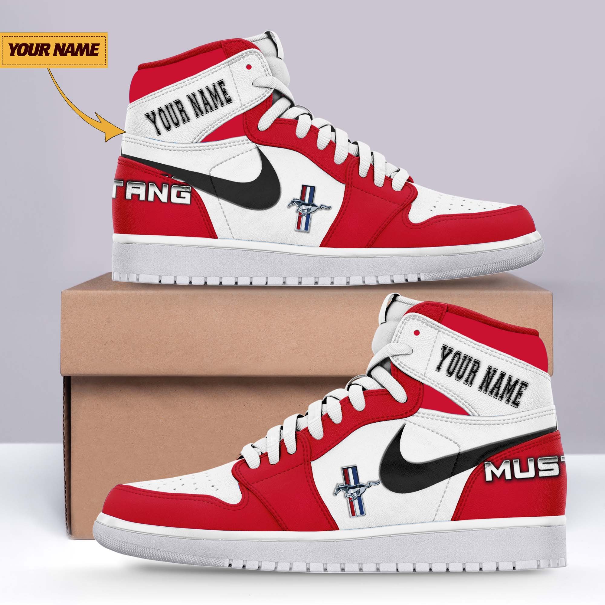 JWFancy Ford-Mustang AJ1 High Sneakers Shoes For Men And Women