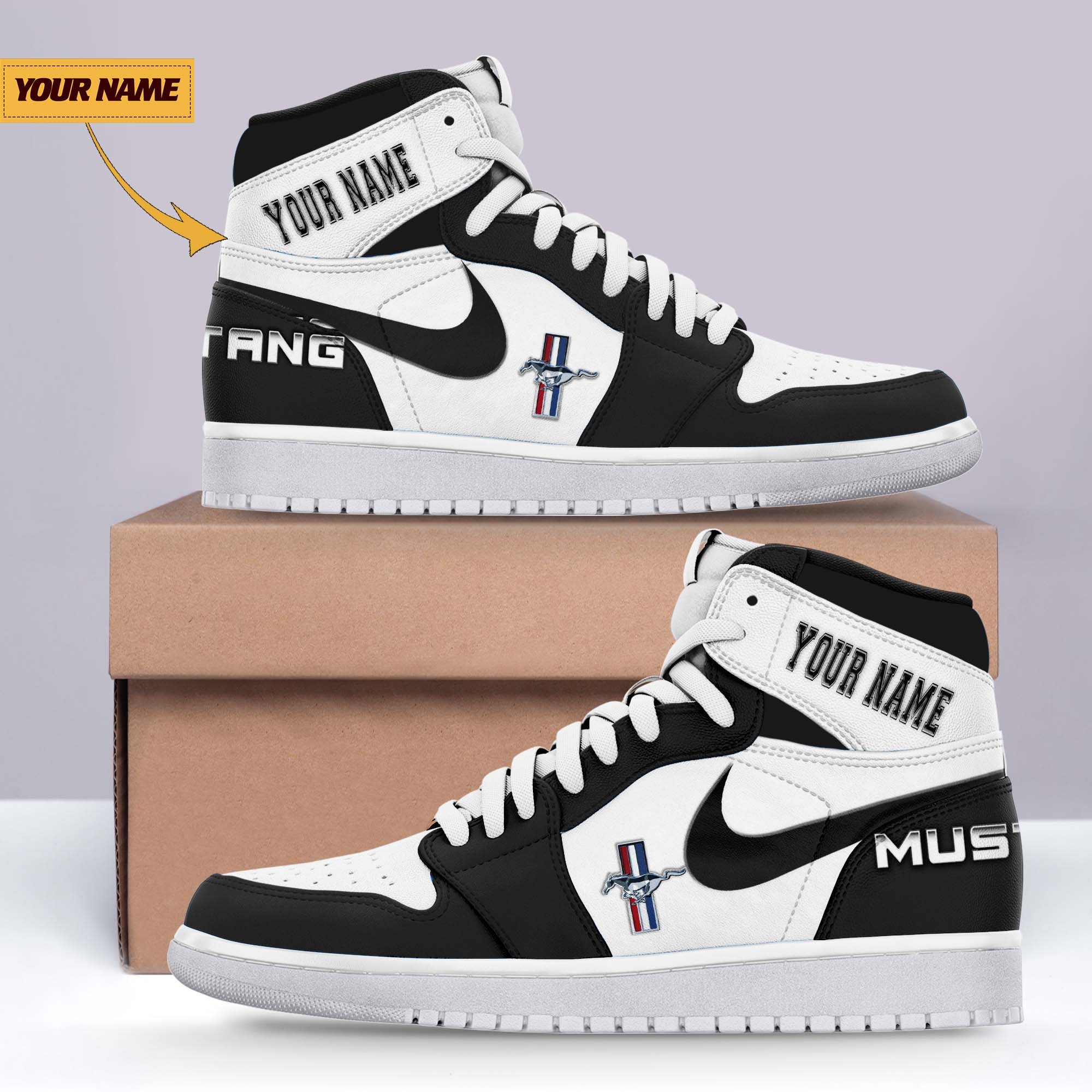 JWFancy Ford-Mustang AJ1 High Sneakers Shoes For Men And Women