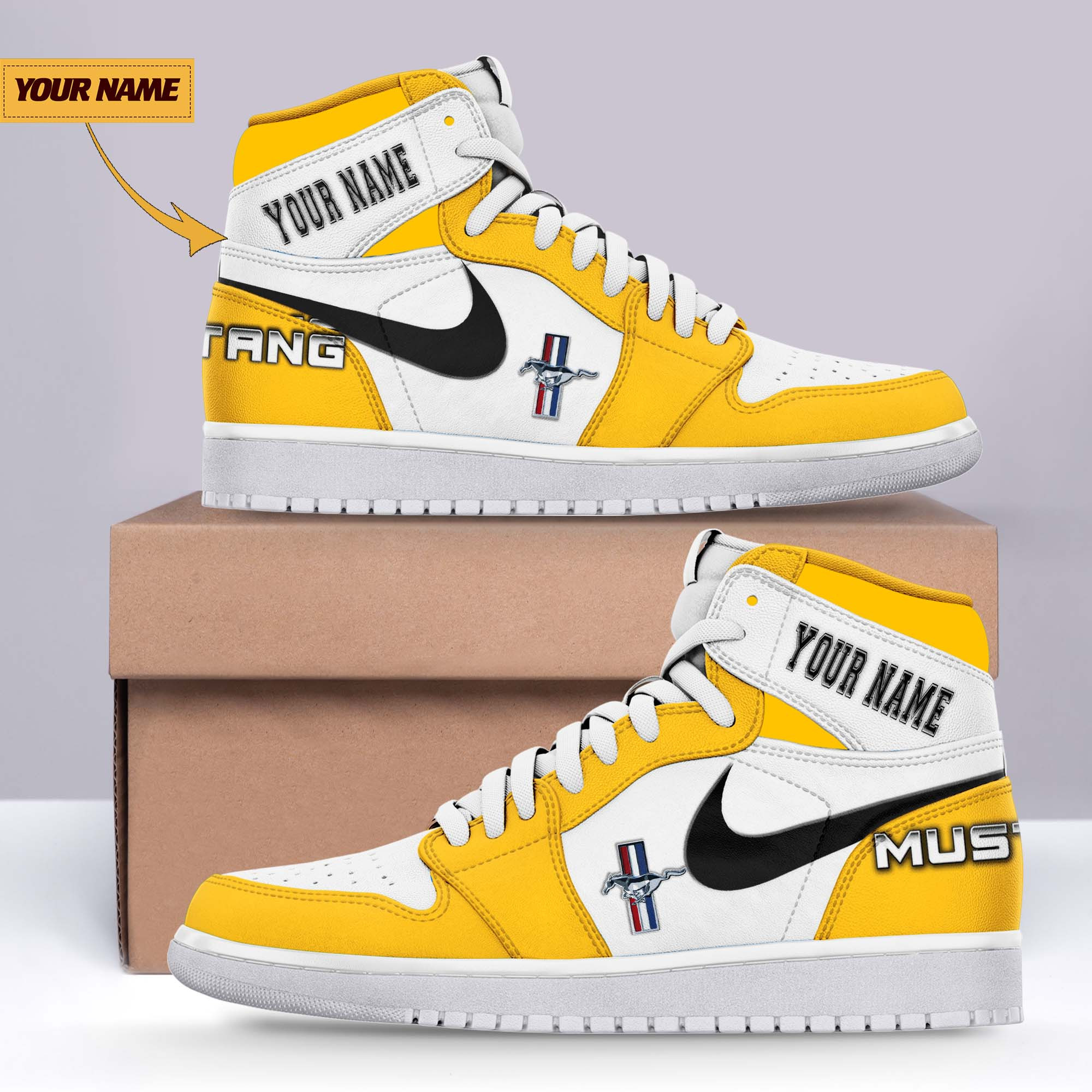 JWFancy Ford-Mustang AJ1 High Sneakers Shoes For Men And Women