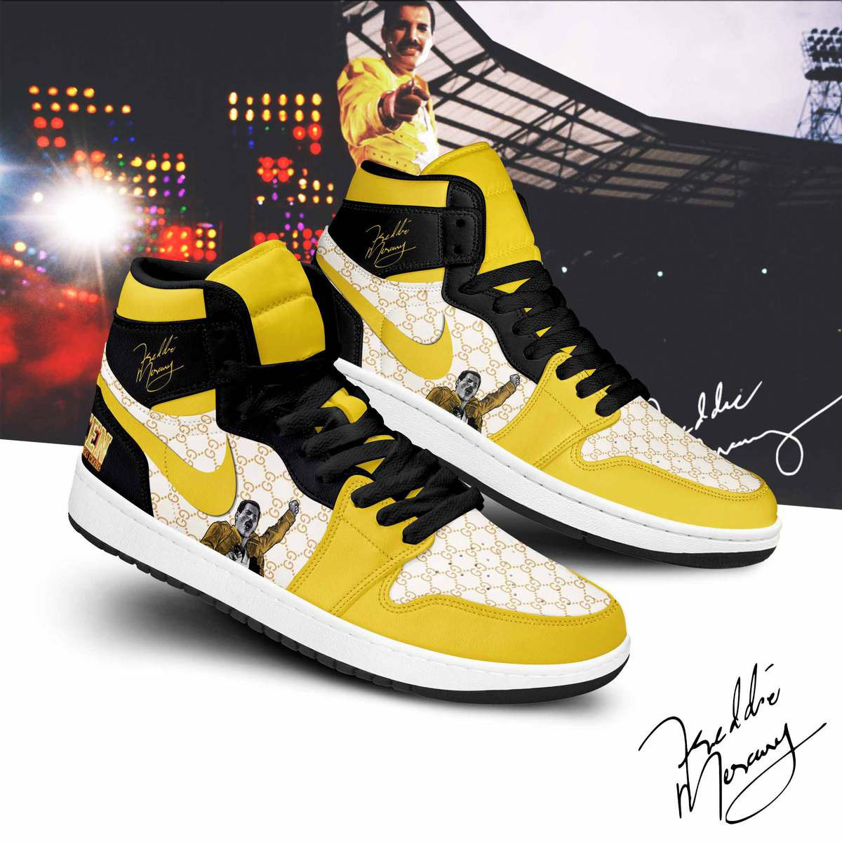 JWFancy Freddie Mercury AJ1 High Sneakers Shoes For Men And Women