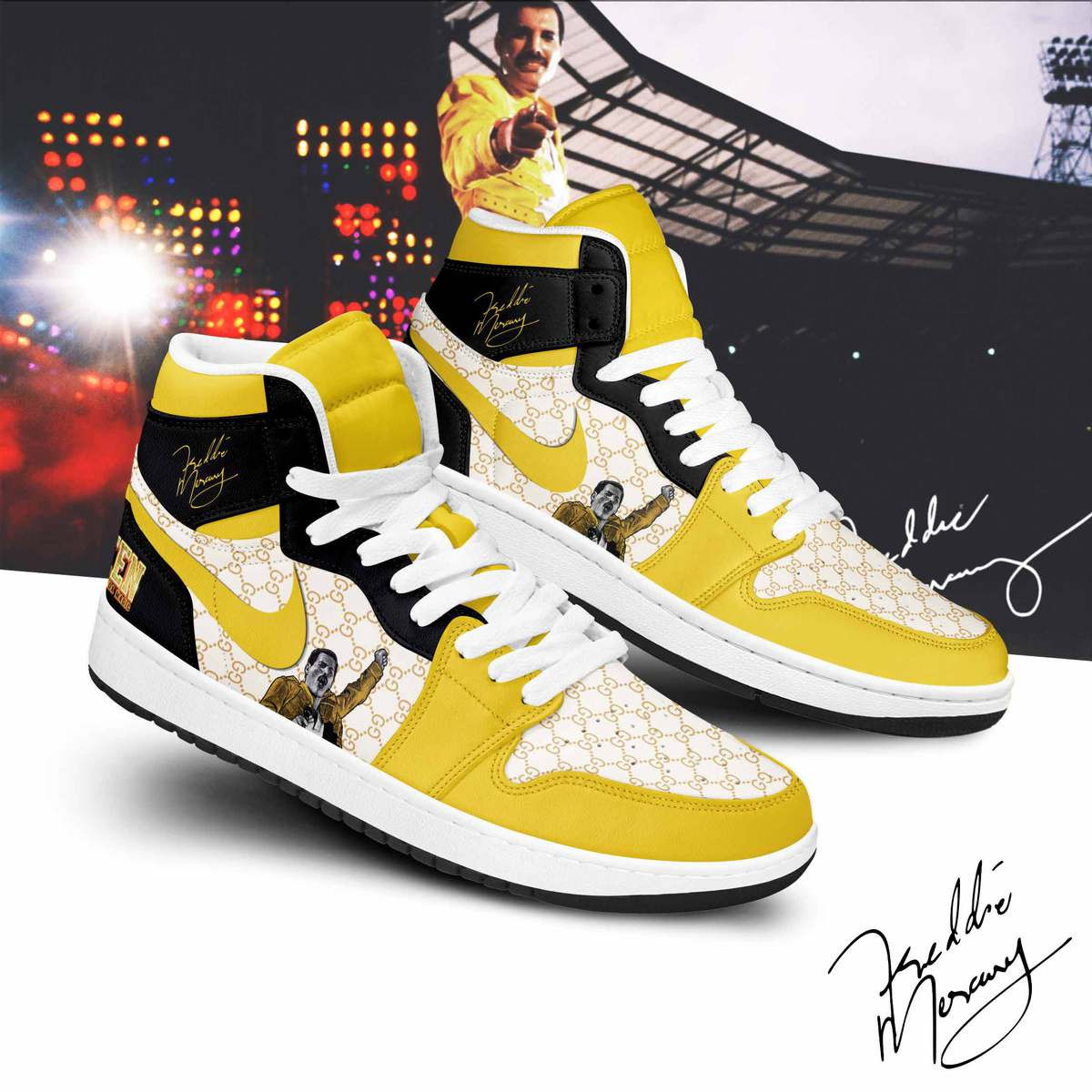 JWFancy Freddie Mercury AJ1 High Sneakers Shoes For Men And Women