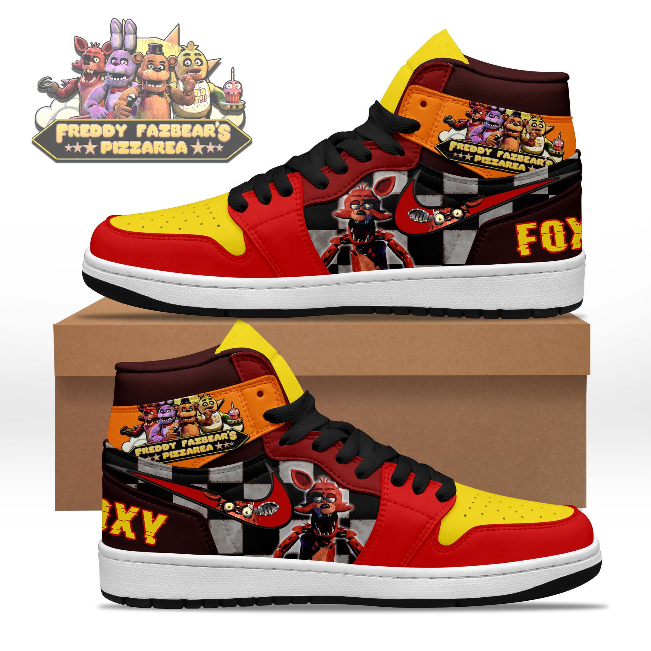 JWFancy Freddy Fazbear's Pizza AJ1 High Sneakers Shoes For Men And Women
