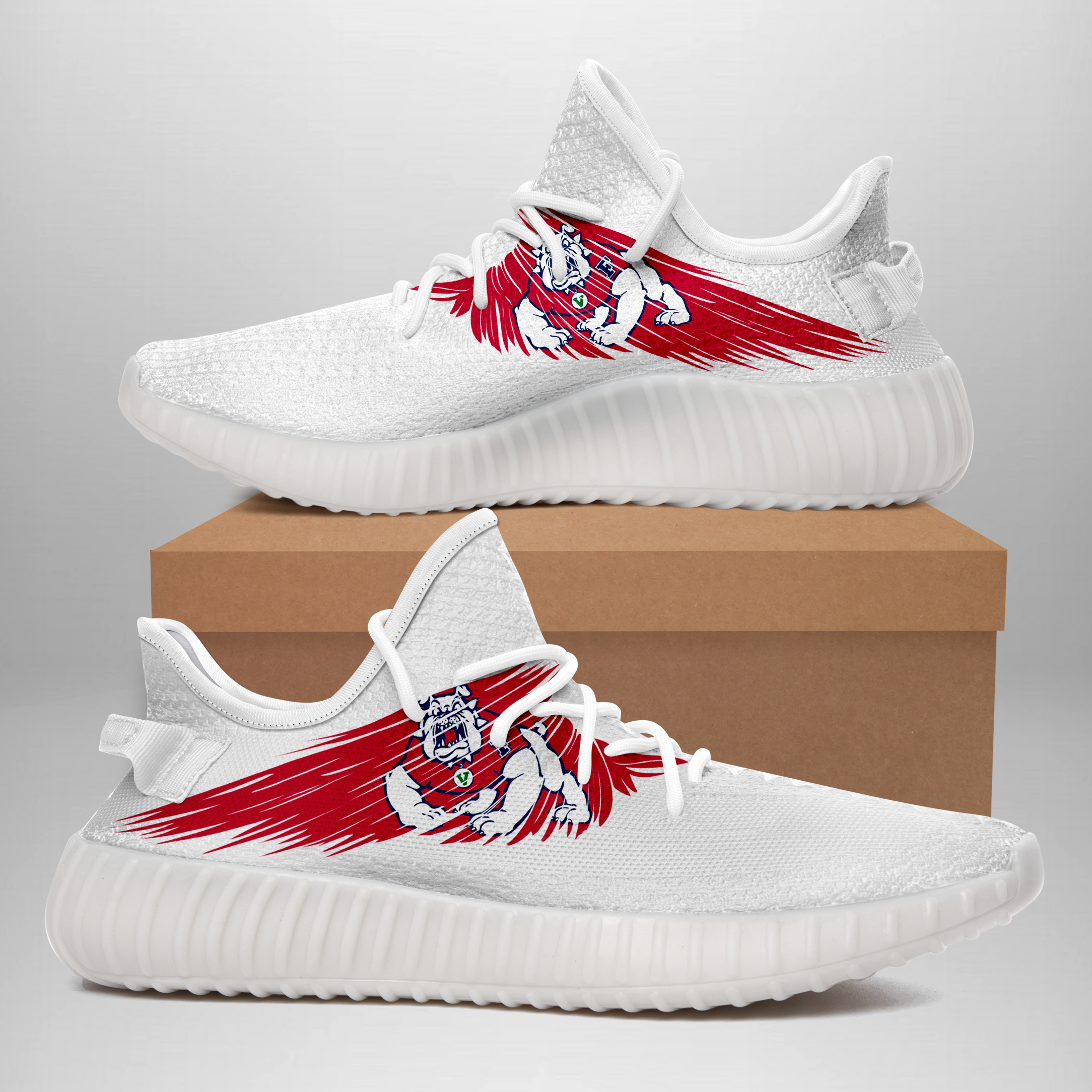 JWFancy Fresno State Bulldogs Yeezy Boost Shoes For Men And Women