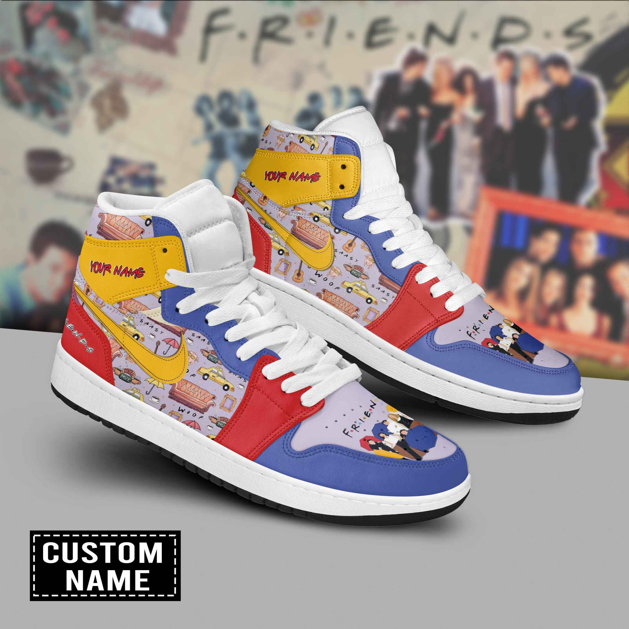 JWFancy Friends AJ1 High Sneakers Shoes For Men And Women