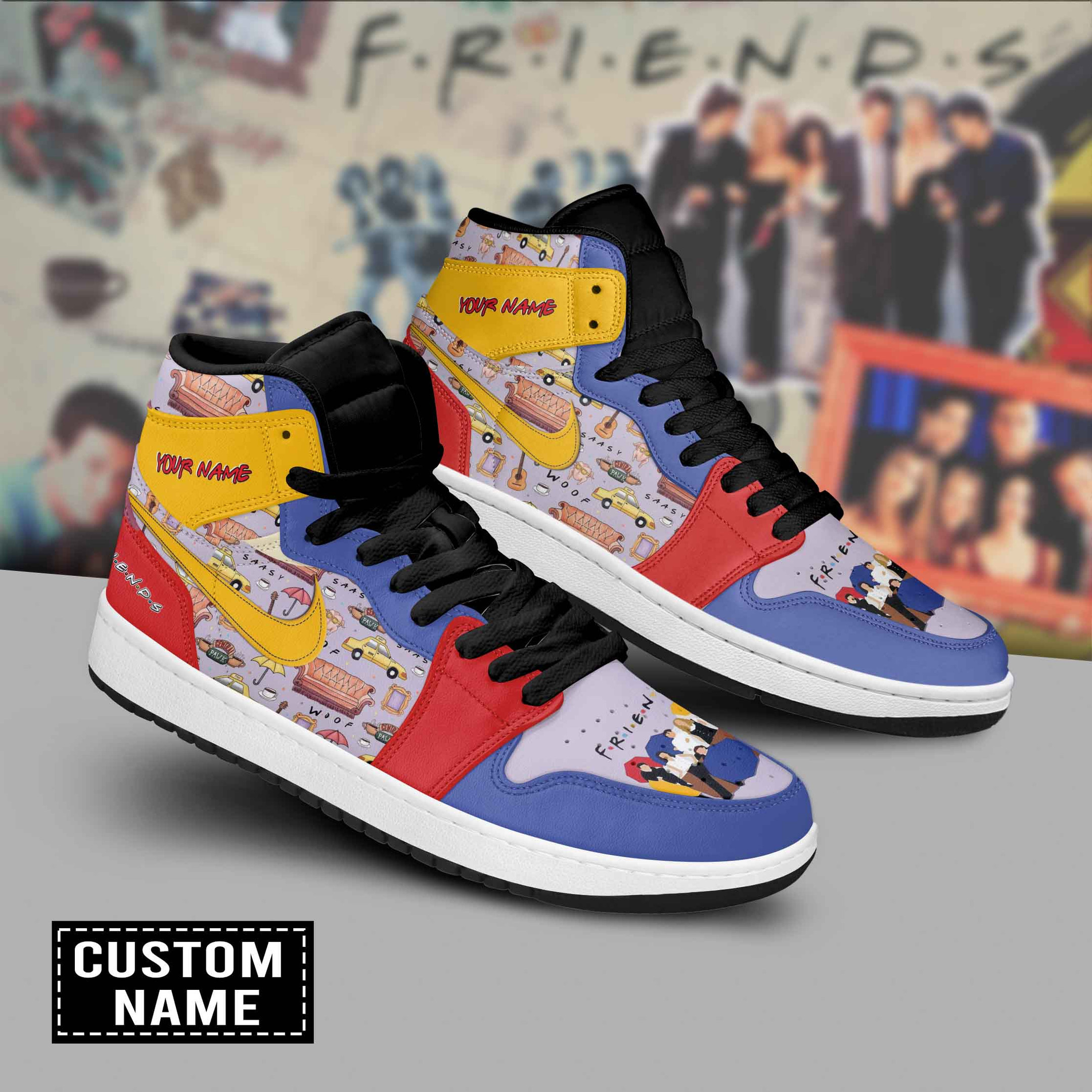 JWFancy Friends AJ1 High Sneakers Shoes For Men And Women