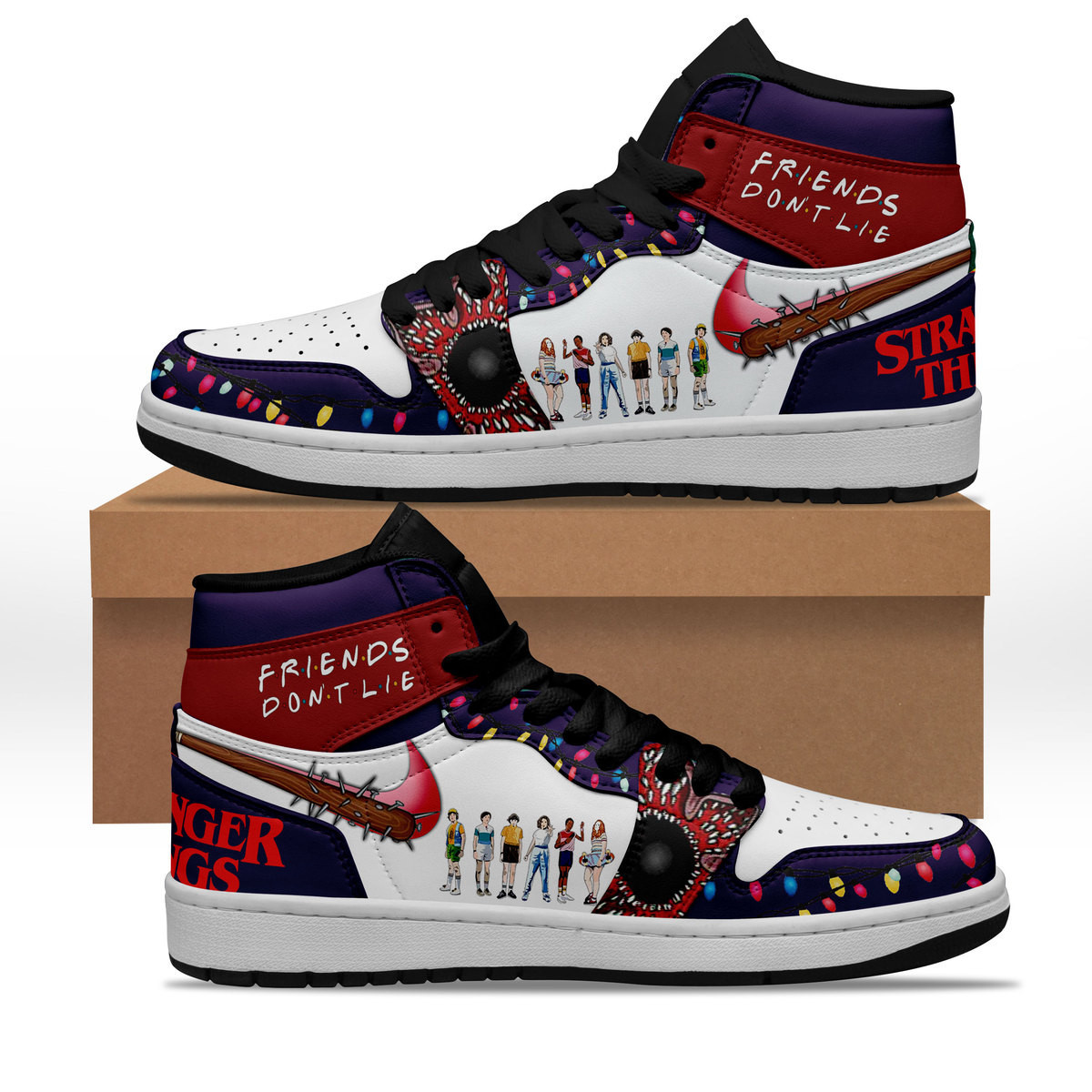 JWFancy Friends Donâ€™t Lie AJ1 High Sneakers Shoes For Men And Women