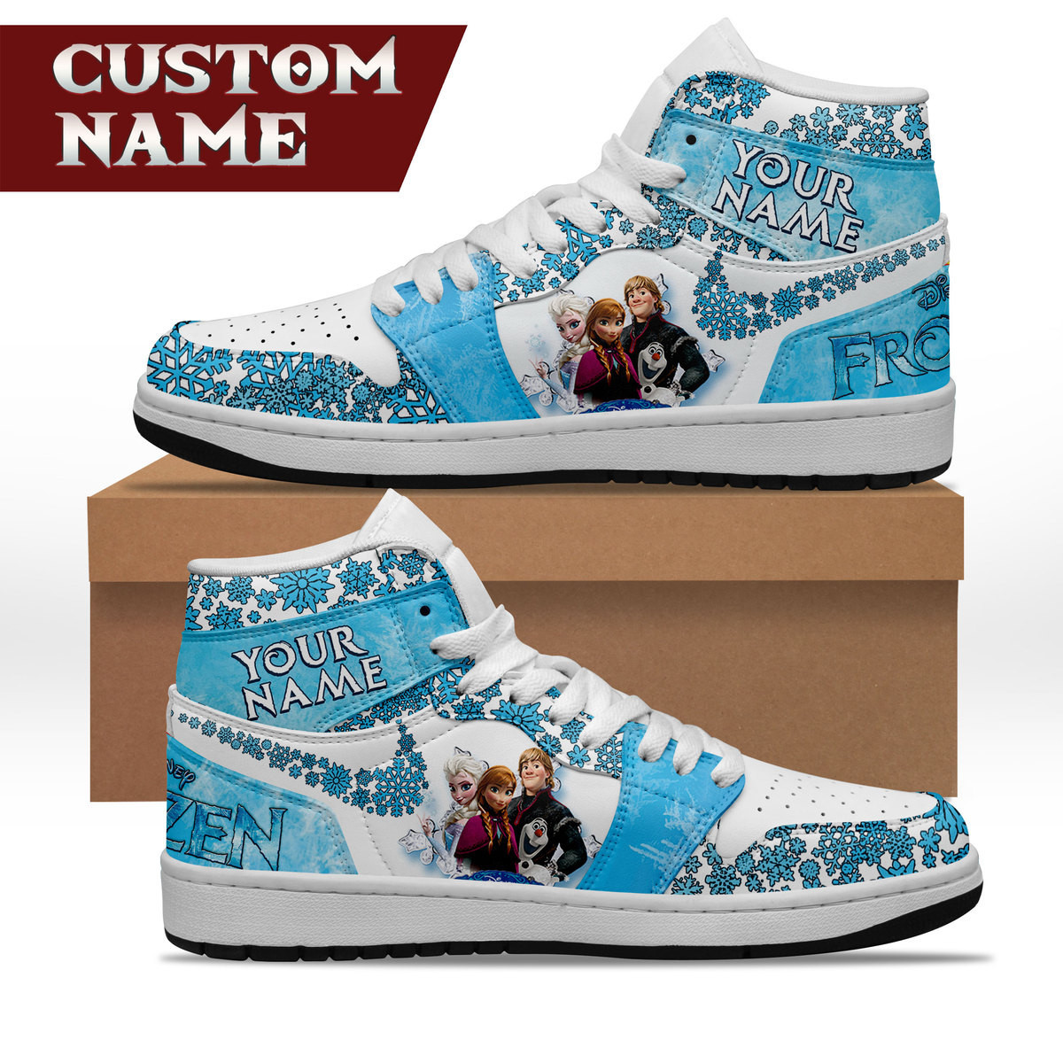 JWFancy Frozen Elsa AJ1 High Sneakers Shoes For Men And Women