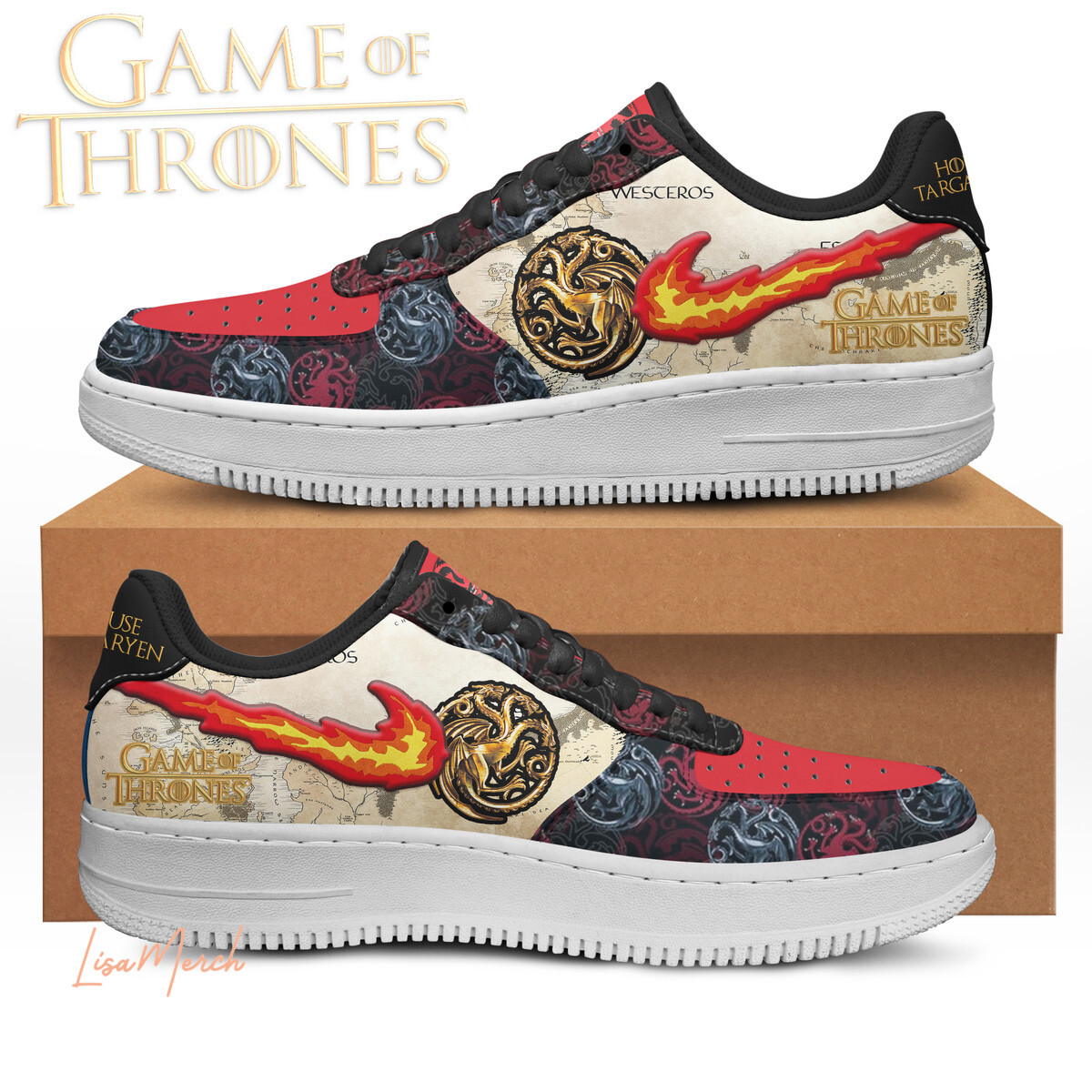 JWFancy Game Of Thrones Air Low-Top Sneakers Shoes For Men And Women