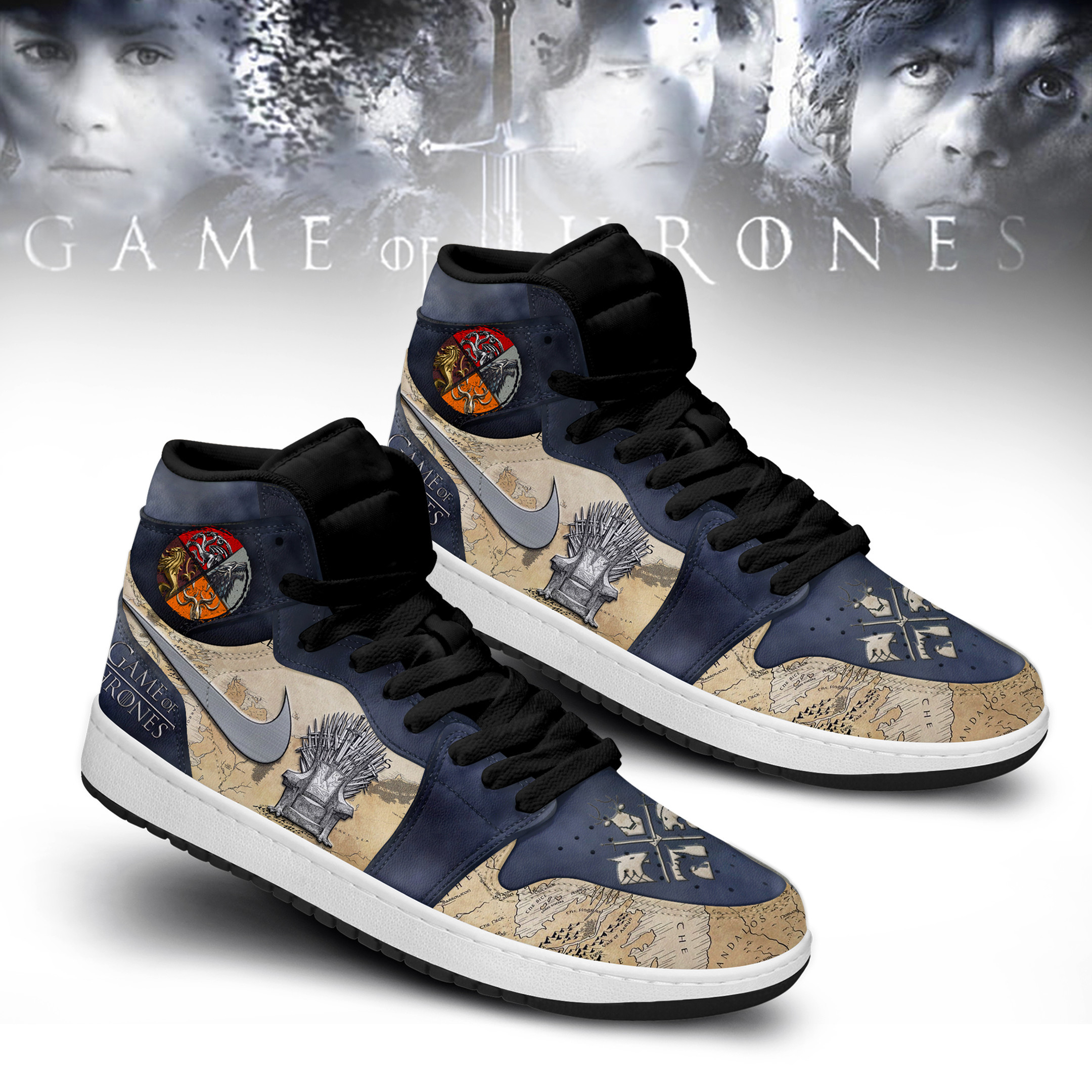 JWFancy Game Of Thrones AJ1 High Sneakers Shoes For Men And Women