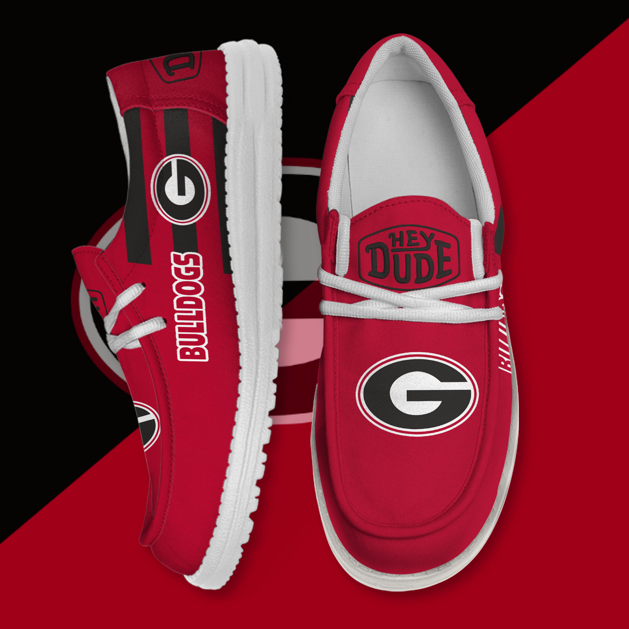 JWFancy Georgia Bulldogs Hey Dude Shoes Wally Men's Lace Up Loafers Comfortable For Men And Women