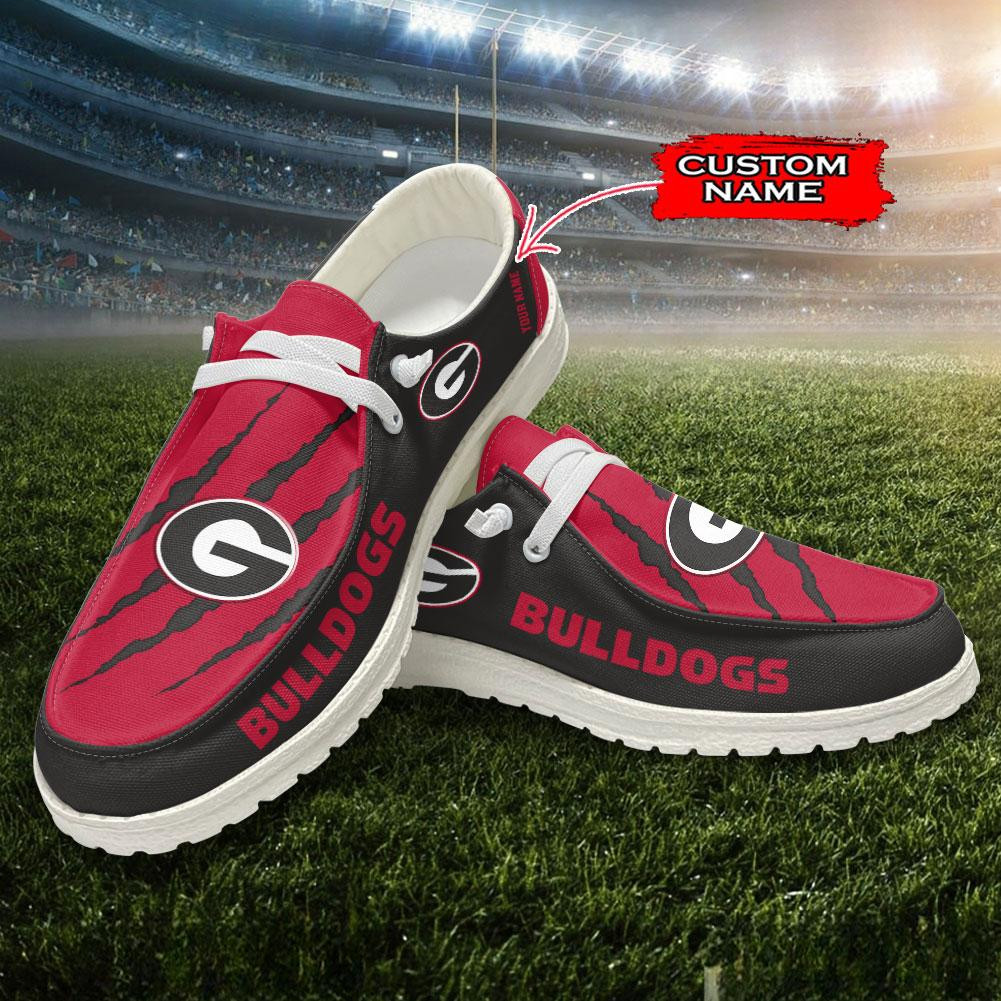 JWFancy Georgia Bulldogs Hey Dude Shoes Wally Men's Lace Up Loafers Comfortable For Men And Women