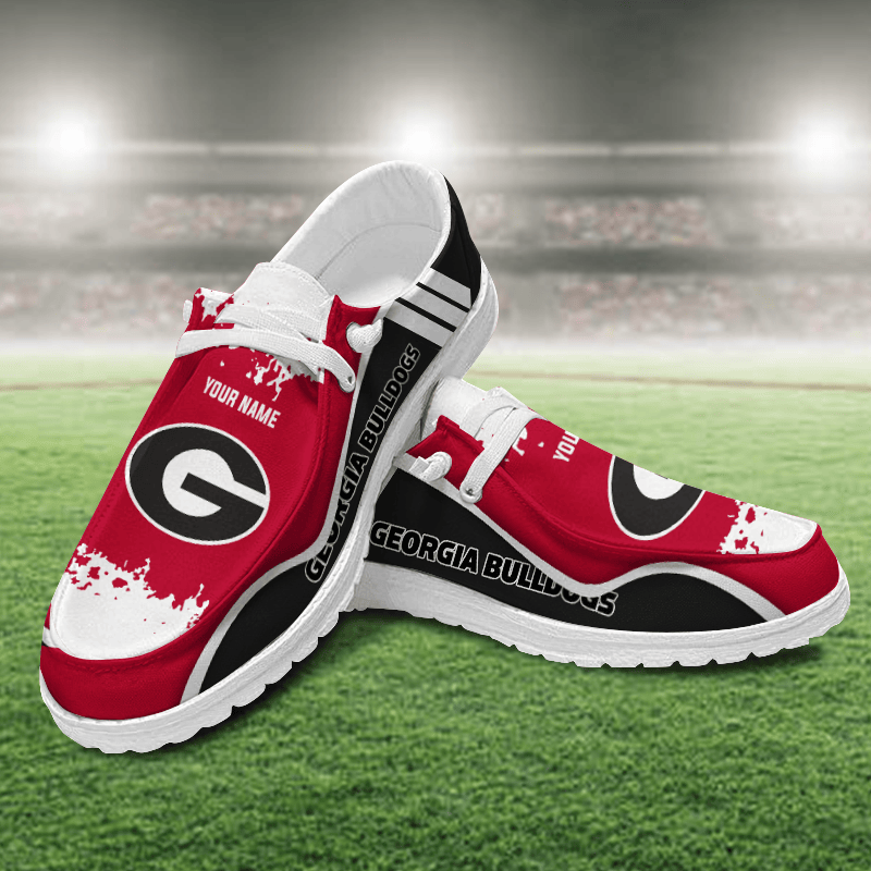 JWFancy Georgia Bulldogs Hey Dude Shoes Wally Men's Lace Up Loafers Comfortable For Men And Women