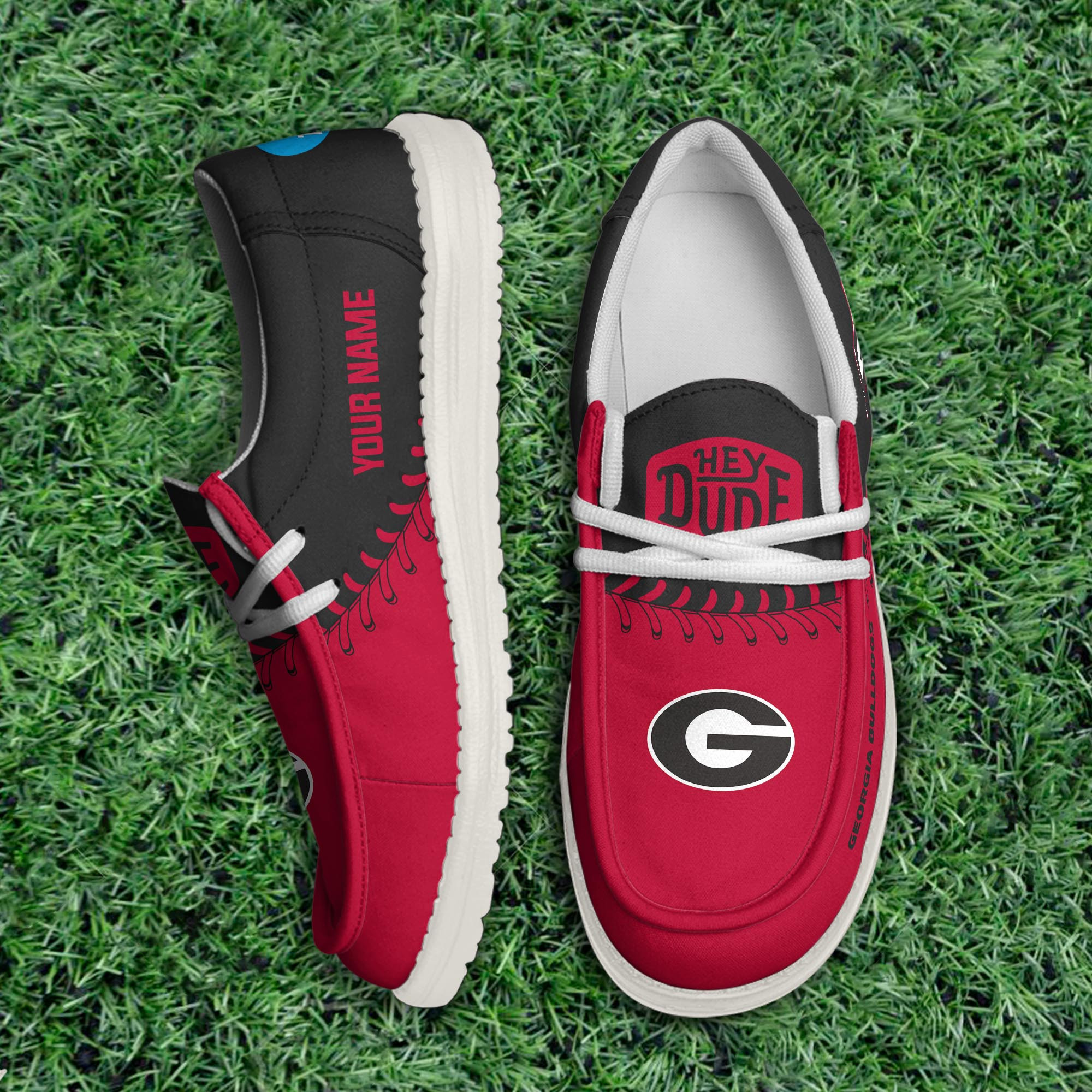 JWFancy Georgia Bulldogs Hey Dude Shoes Wally Men's Lace Up Loafers Comfortable For Men And Women