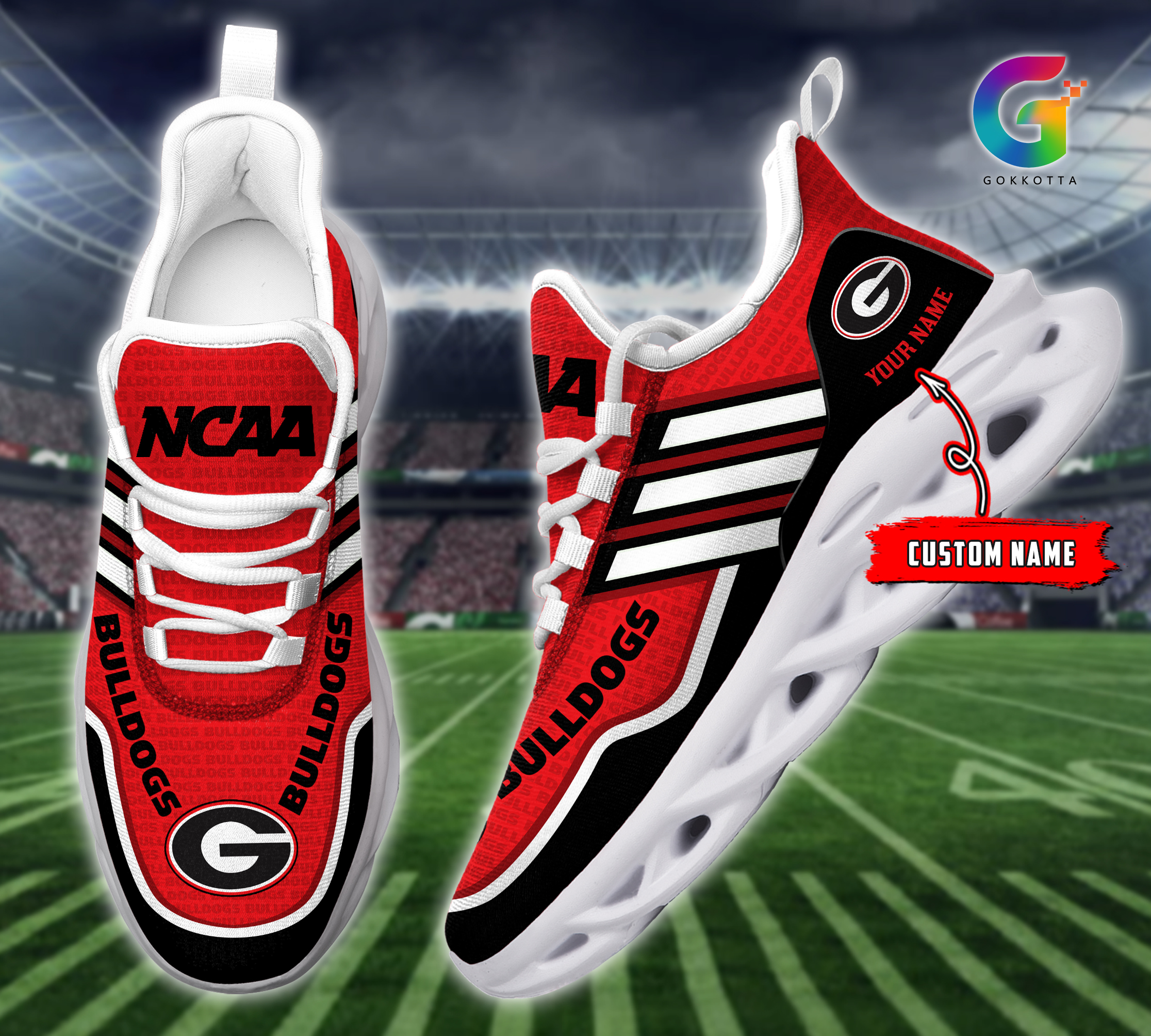 JWFancy Georgia Bulldogs NCAA Max Soul Shoes Sneakers For Men And Women