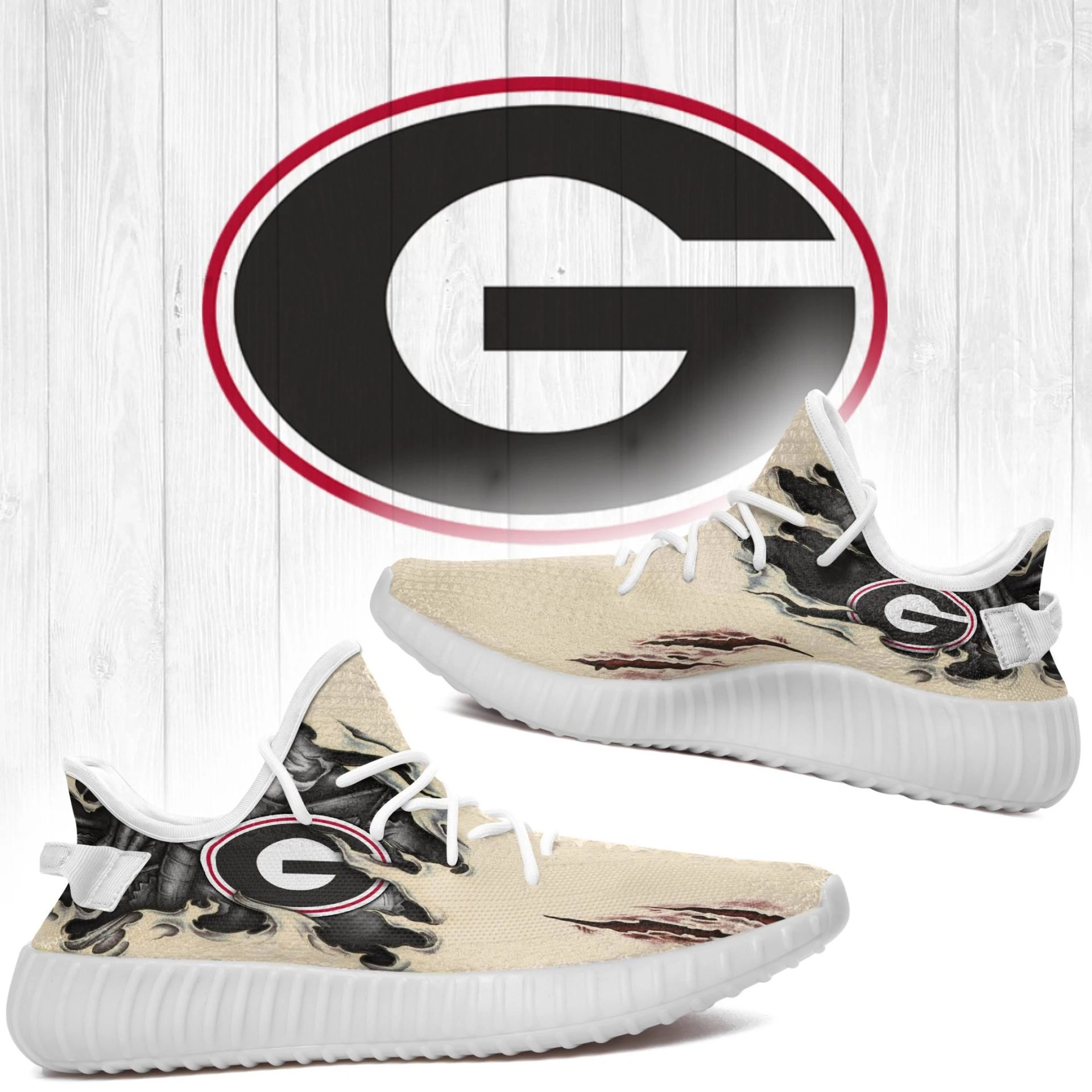 JWFancy Georgia Bulldogs Yeezy Boost Shoes For Men And Women
