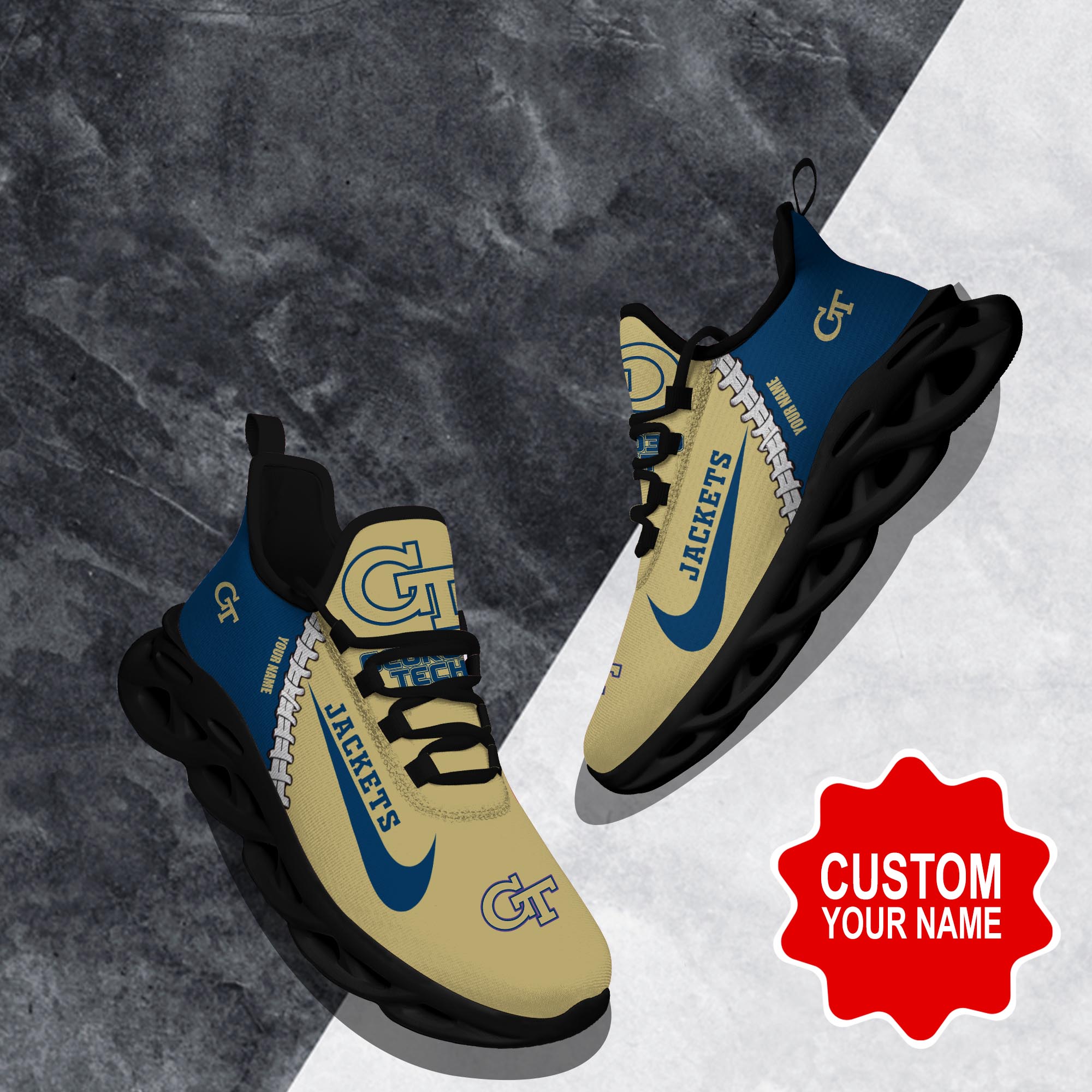 JWFancy Georgia Tech Yellow Jackets Max Soul Shoes Sneakers For Men And Women