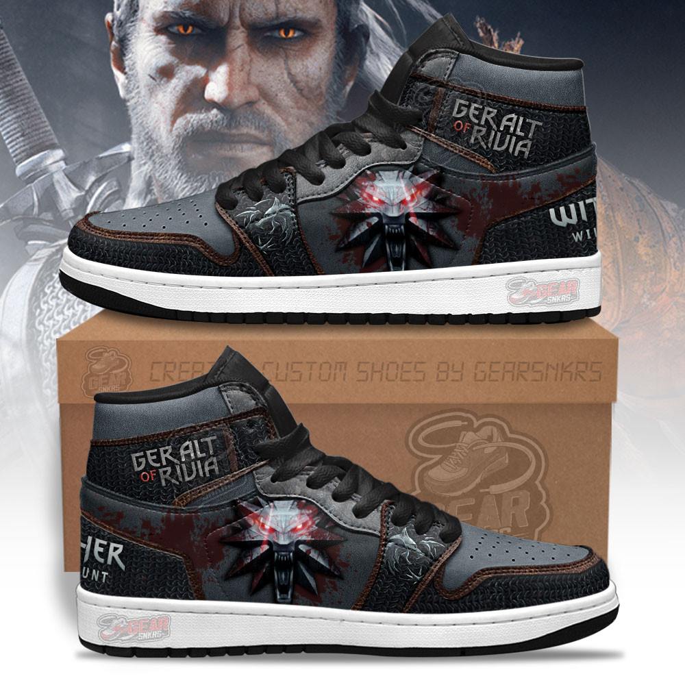 JWFancy Geralt of Rivia Symbol The Witcher AJ1 High Sneakers Shoes For Men And Women