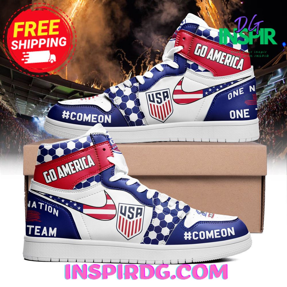 JWFancy Go American One Nation One Team USA AJ1 High Sneakers Shoes For Men And Women