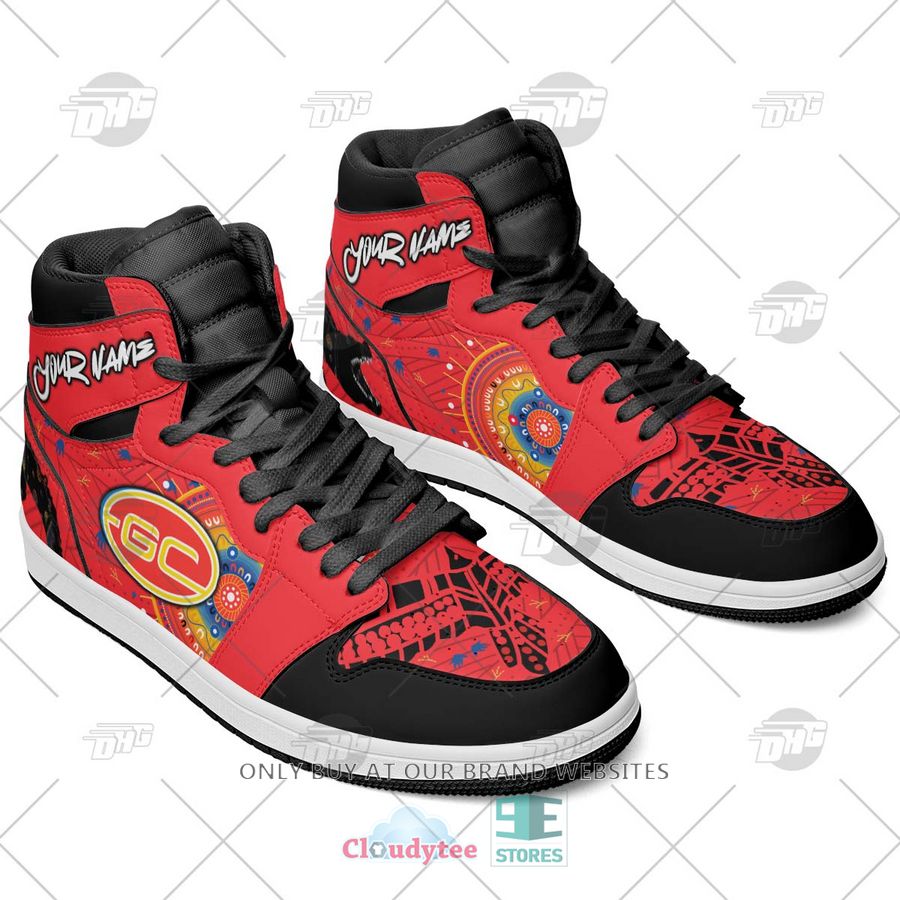 JWFancy Gold Coast Suns AFL AJ1 High Sneakers Shoes For Men And Women