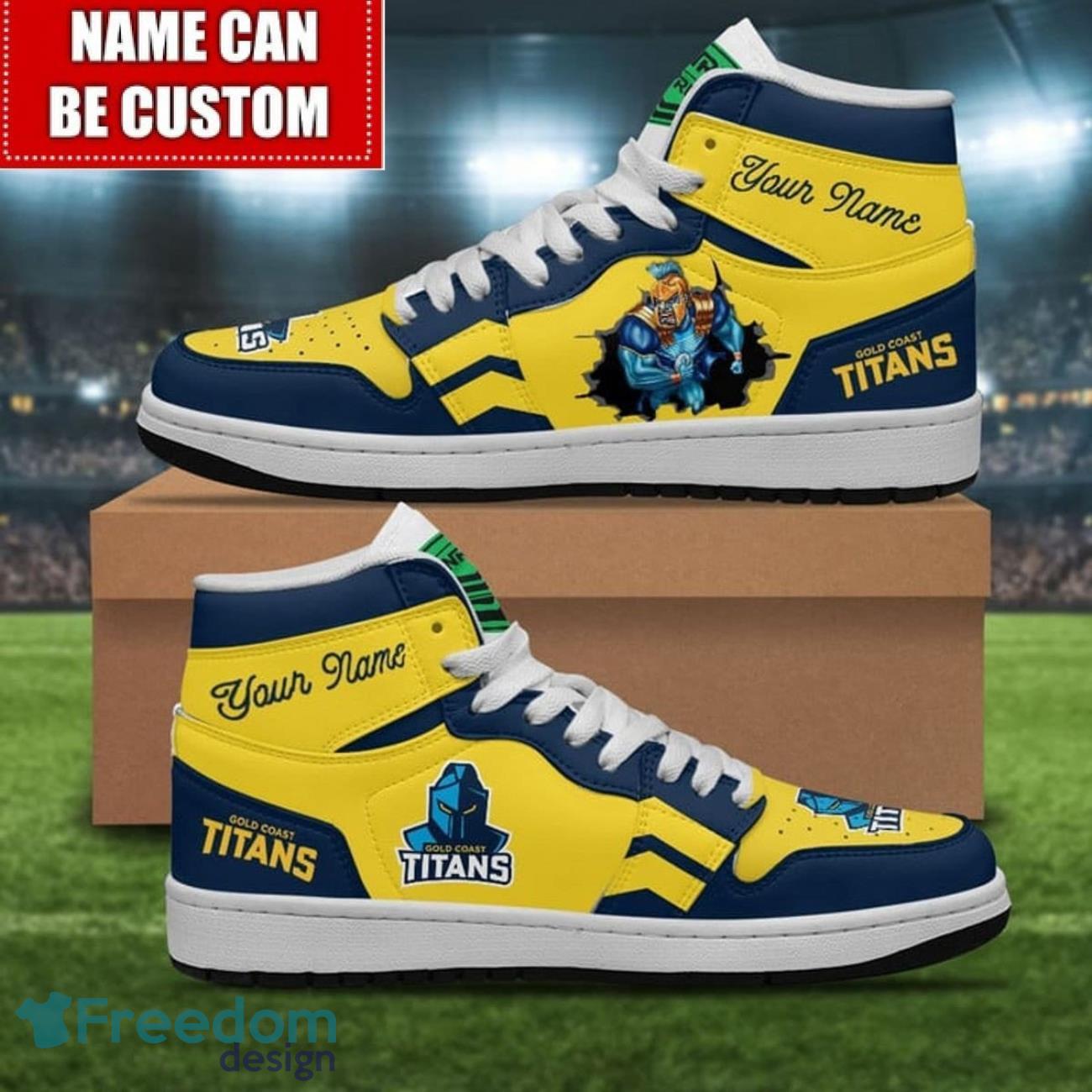 JWFancy Gold Coast Titans AJ1 High Sneakers Shoes For Men And Women