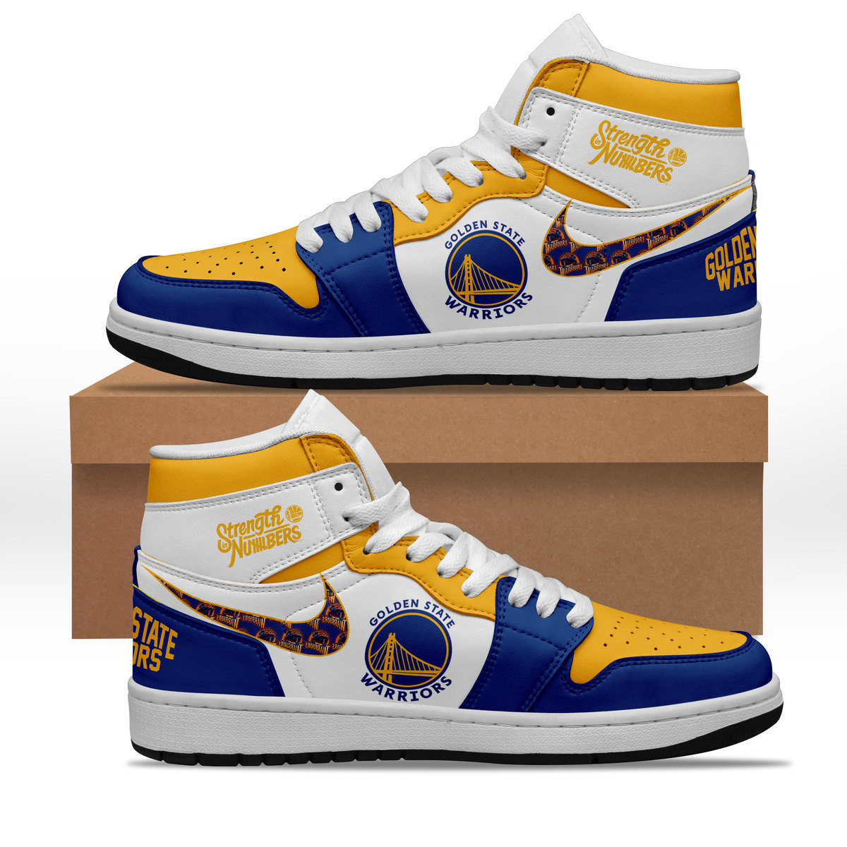 JWFancy Golden State Warriors AJ1 High Sneakers Shoes For Men And Women